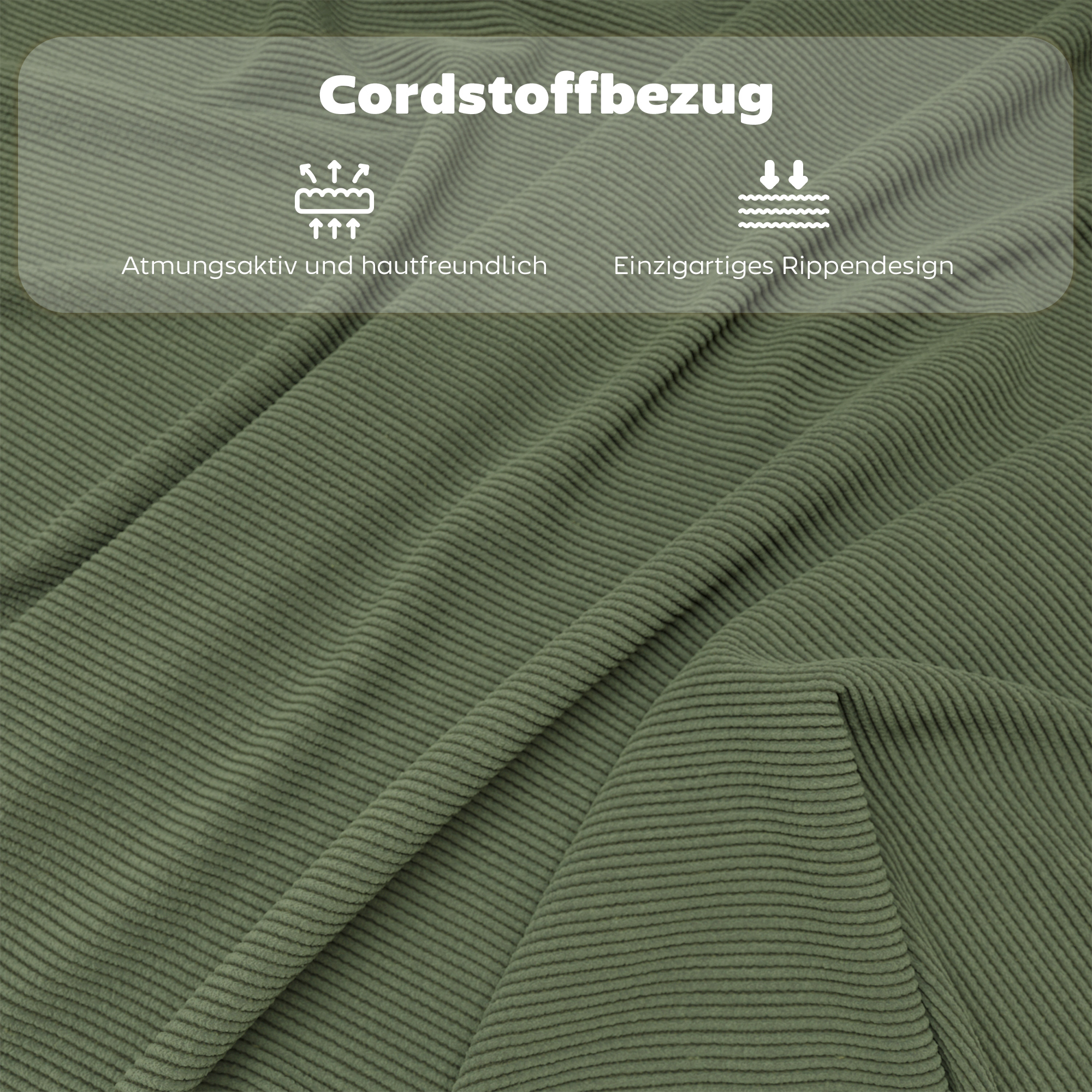 4er-Set gepolsterte Klappstühle, Faltbare Stühle mit Cordbezug, Rückenlehne, Metallrahmen, Grün