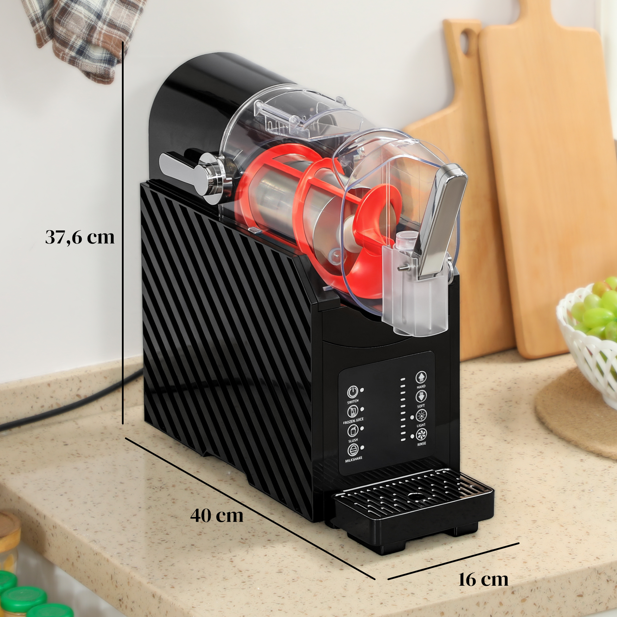 Slushy-Maschine, schnelle Kühlung, Rührfunktion, 2,4 L, Lichtfunktion, Schwarz