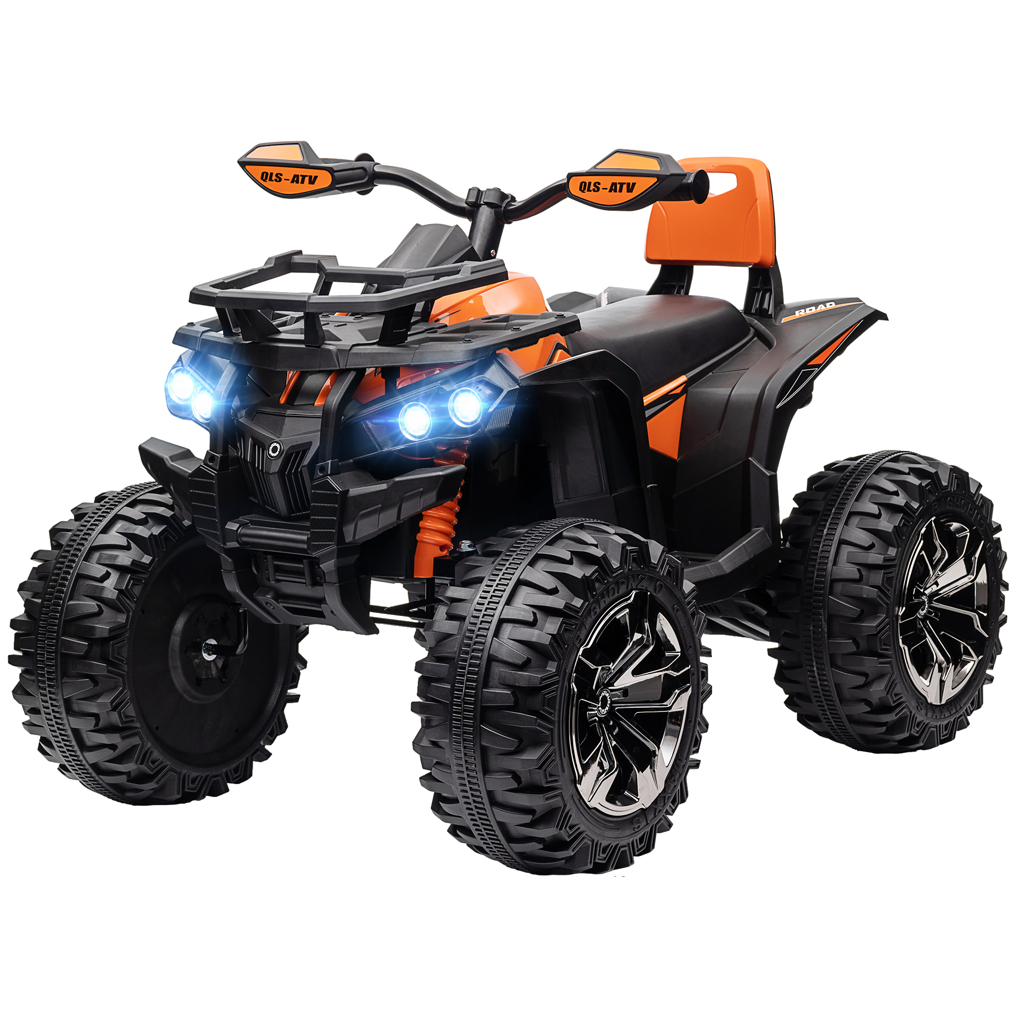 12V Kinderfahrzeug mit Vorwärts-, Rückwärtsfunktion, MP3-Musikplayer, Scheinwerfer, 3-8 km/h, 3-5 Jahre, Orange
