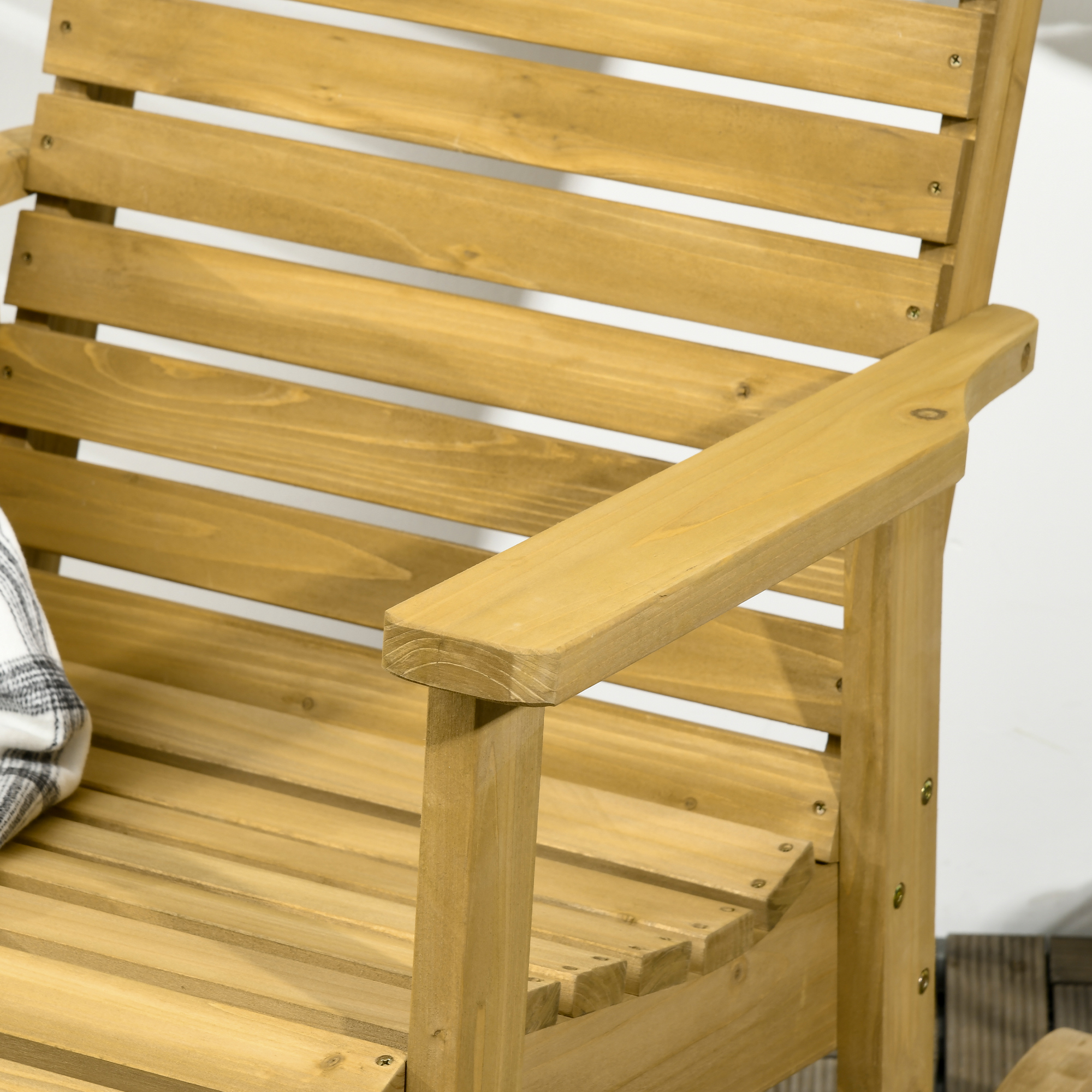 Gartenstuhl, Schaukelfunktion, breiter Sitz und Rücklehne, Naturholz, 64 x 86 x 85 cm