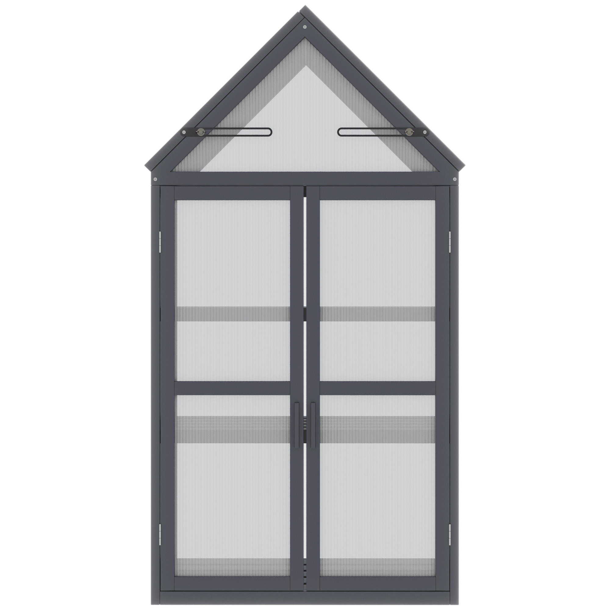 Frühbeet Mini Gewächshaus 3 Ebenen Treibhaus Pflanzenbeet mit aufklappbarem Dach Doppeltüren aus Holz Polycarbonat wetterfest Natur 70,5 x 42 x 132 cm