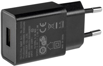 Stecker-Netzteil mit USB "CTN-0510" / Ein 110-240V~, Aus 5V=, 1A, 5W, schwarz