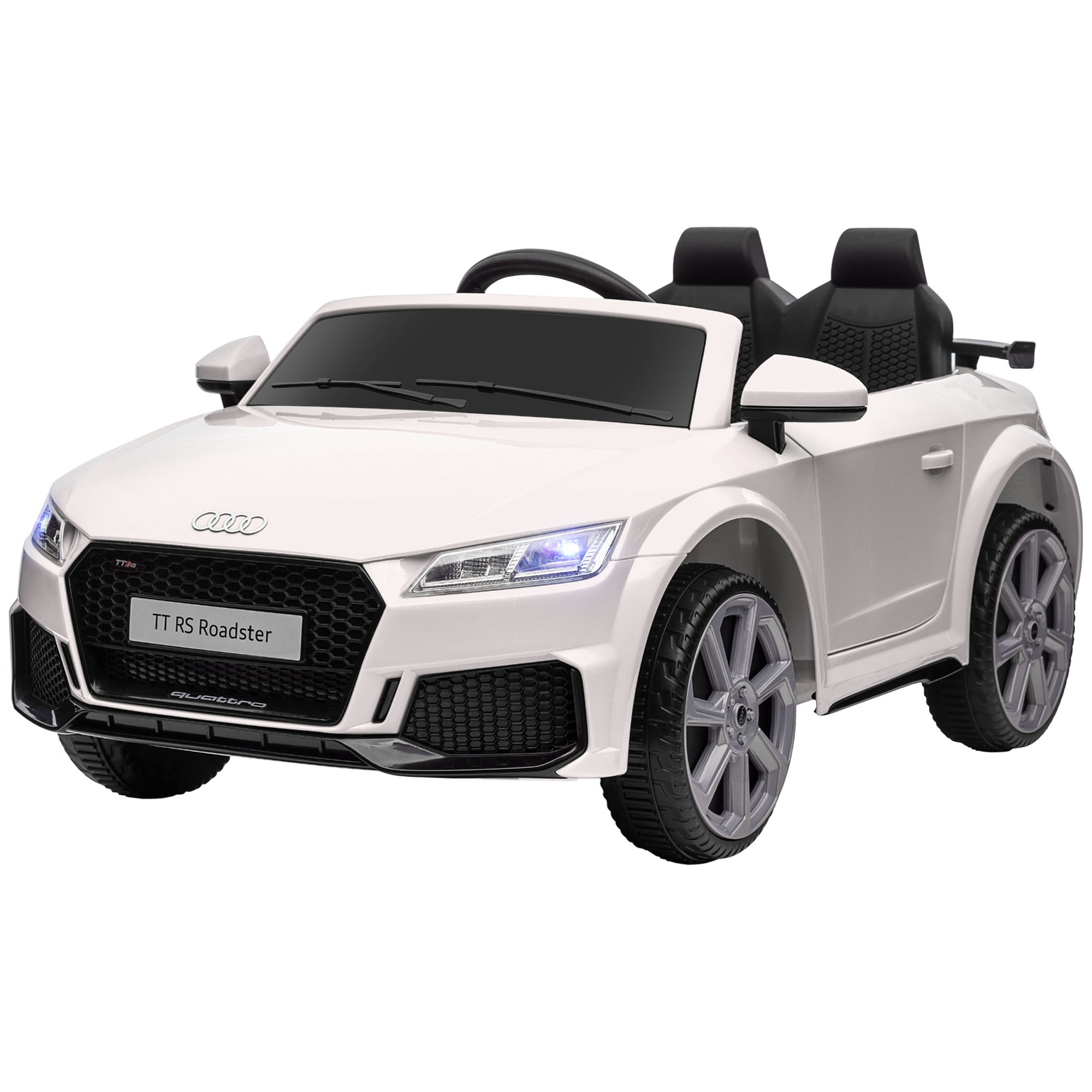Kinder-Elektroauto, Audi TT RS Roadster, 3 km/h, Fernbedienung, LED, USB, Weiß Kinder-Elektroauto, Audi TT RS Roadster, 3 km/h, Fernbedienung, LED, USB, Weiß