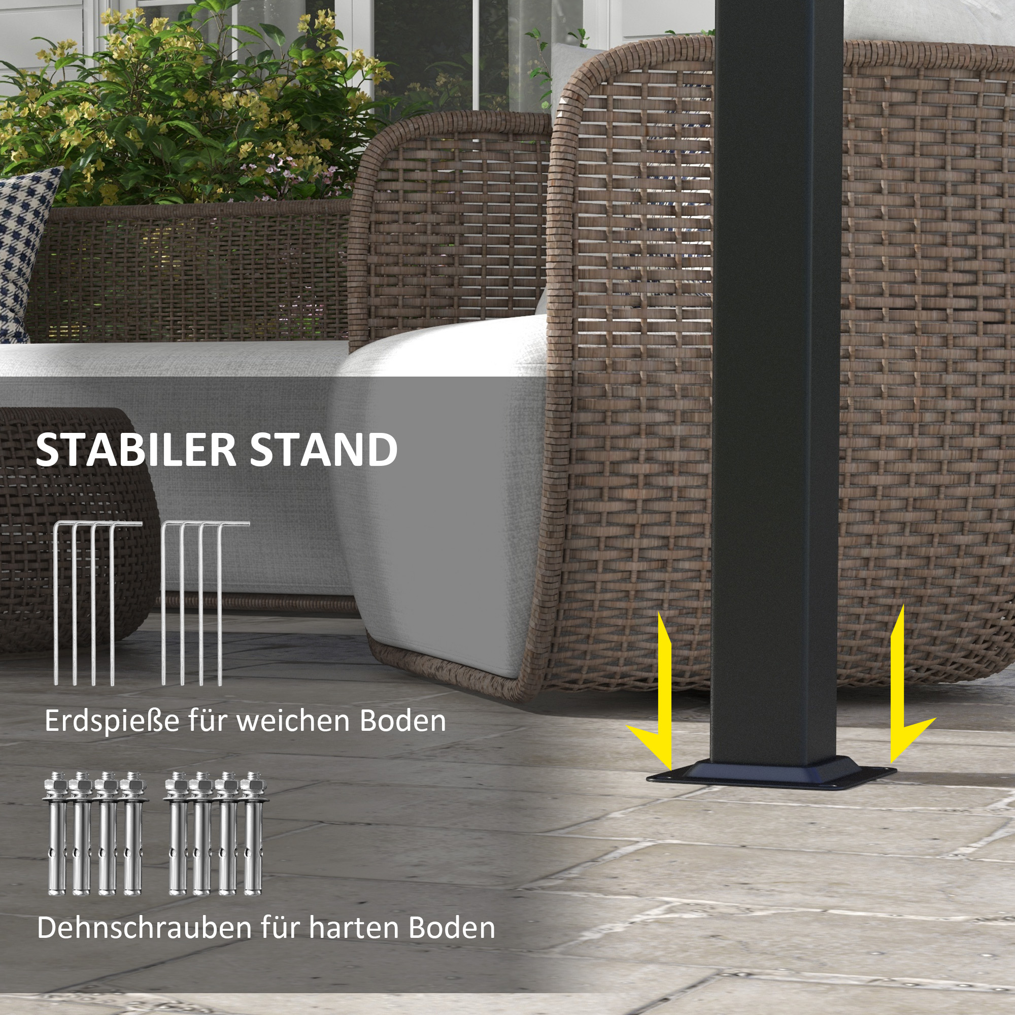 Markise Sonnenschutz. Pergola, wetterbeständig,  inkl. Befestigungsmaterial, 3 x 3,5 m, Dunkelgrau