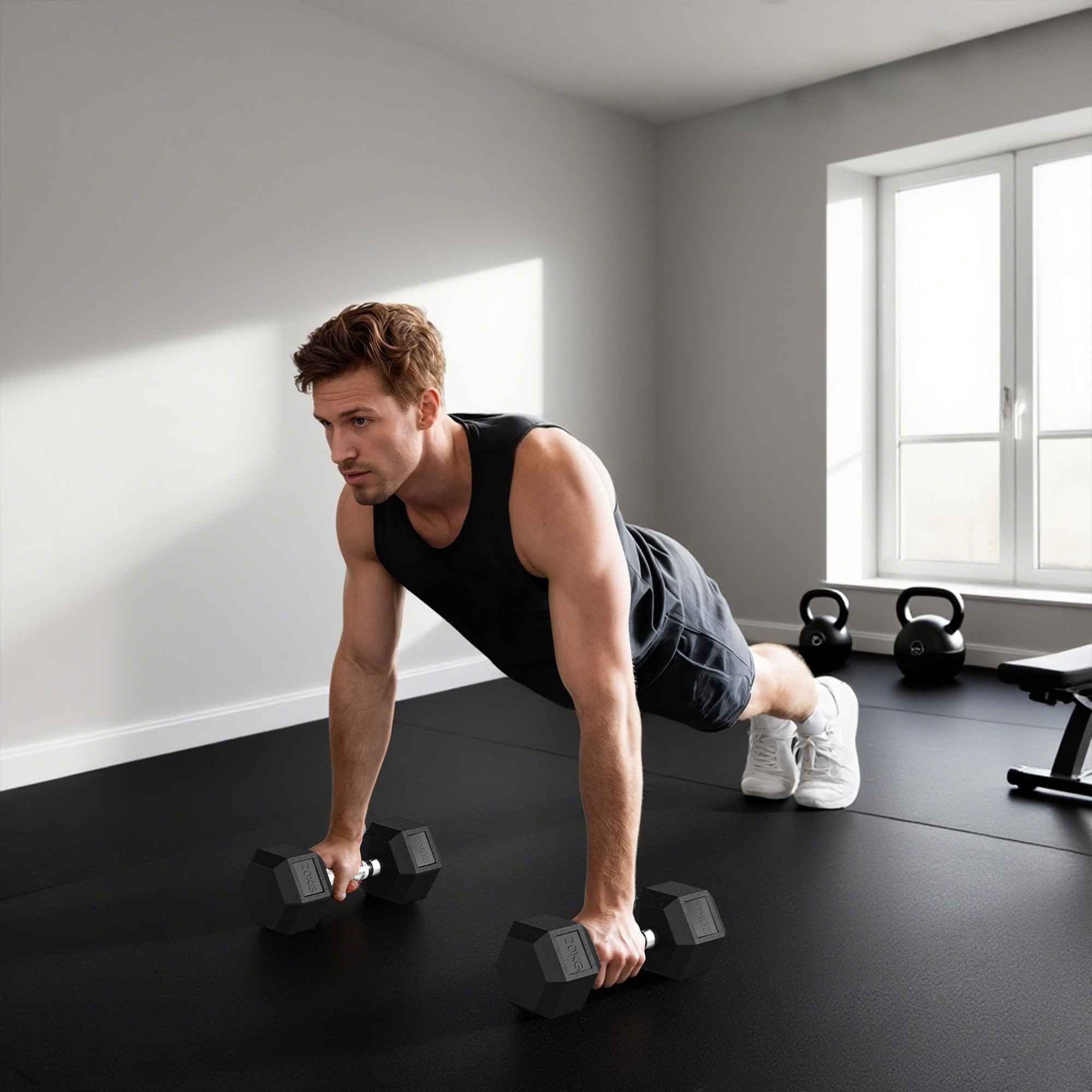 Hanteln mit gerändeltem Griff, Kurzhantel aus Gusseisen, 1 x 20kg, Kurzhanteln für Männer und Frauen, Dumbbell für Zuhause, Fitnessstudio, Krafttraining
