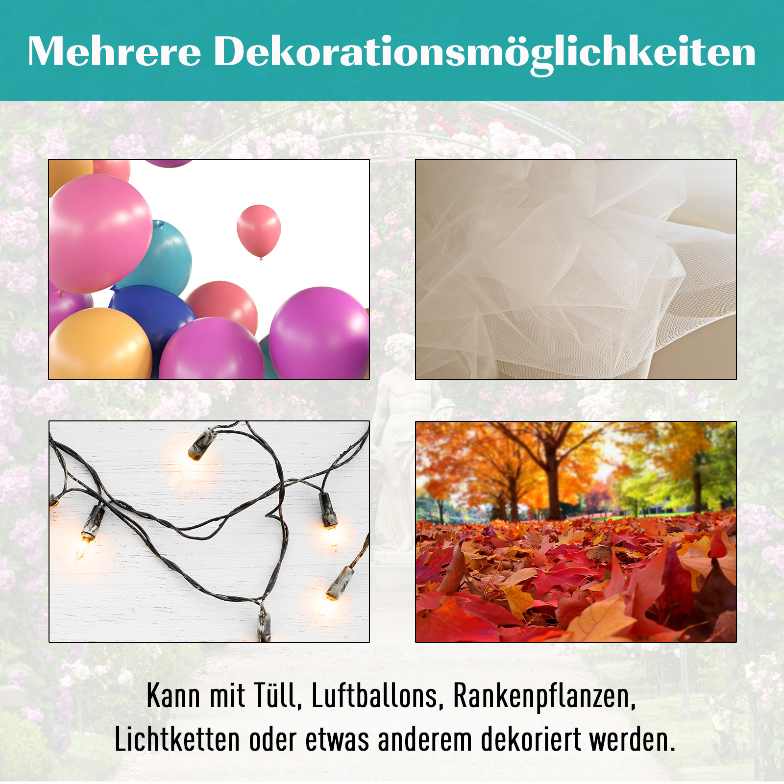 Pflanzbogen mit Bank Sitzbank Torbogen Rankgitter Rankhilfe Garten Bogendach Metall Schwarz 154 x 60 x 205 cm