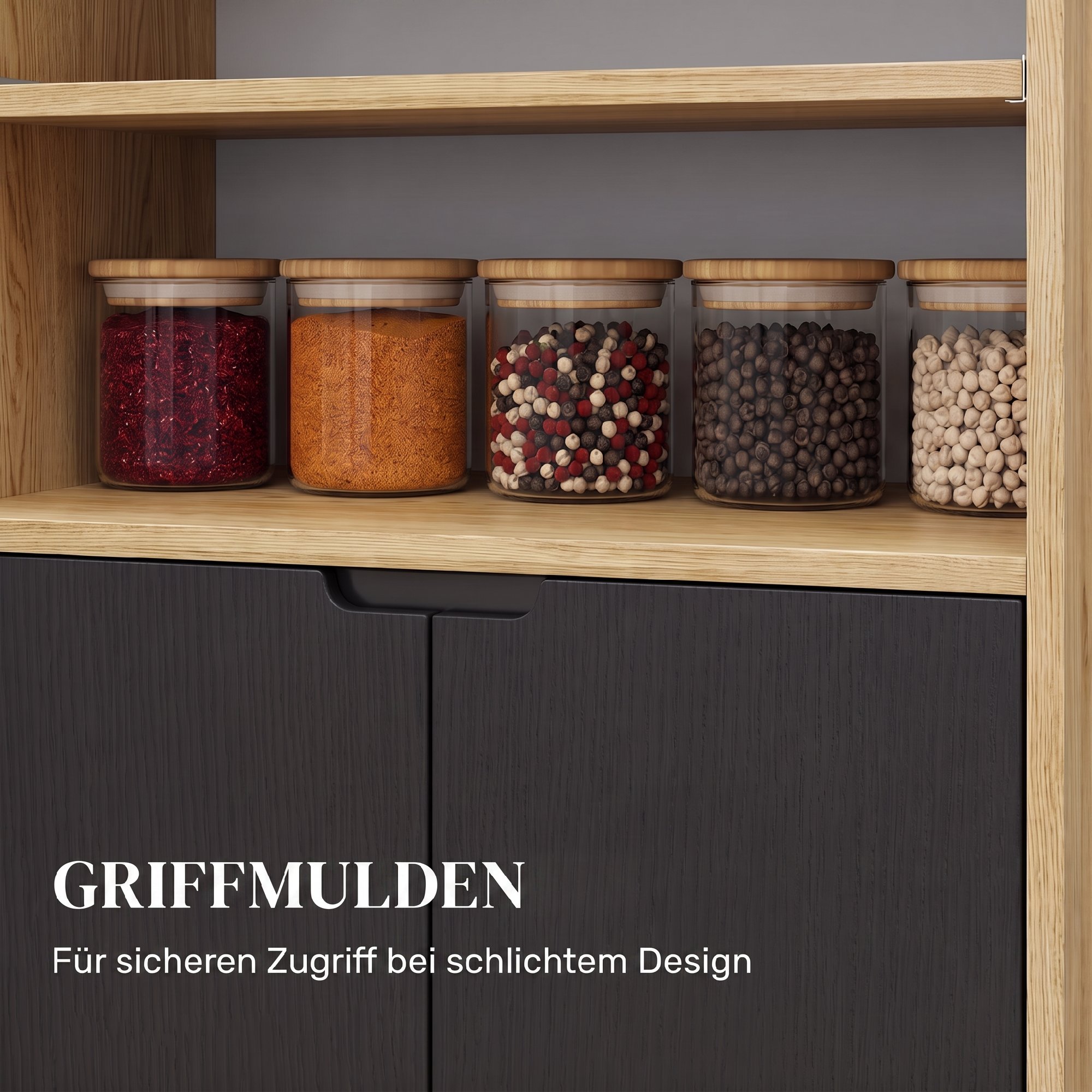 rollender Küchenwagen mit Stauraum, Schrank, verstellbare Regale, für Küche, Wohnzimmer, Esszimmer, Schwarz