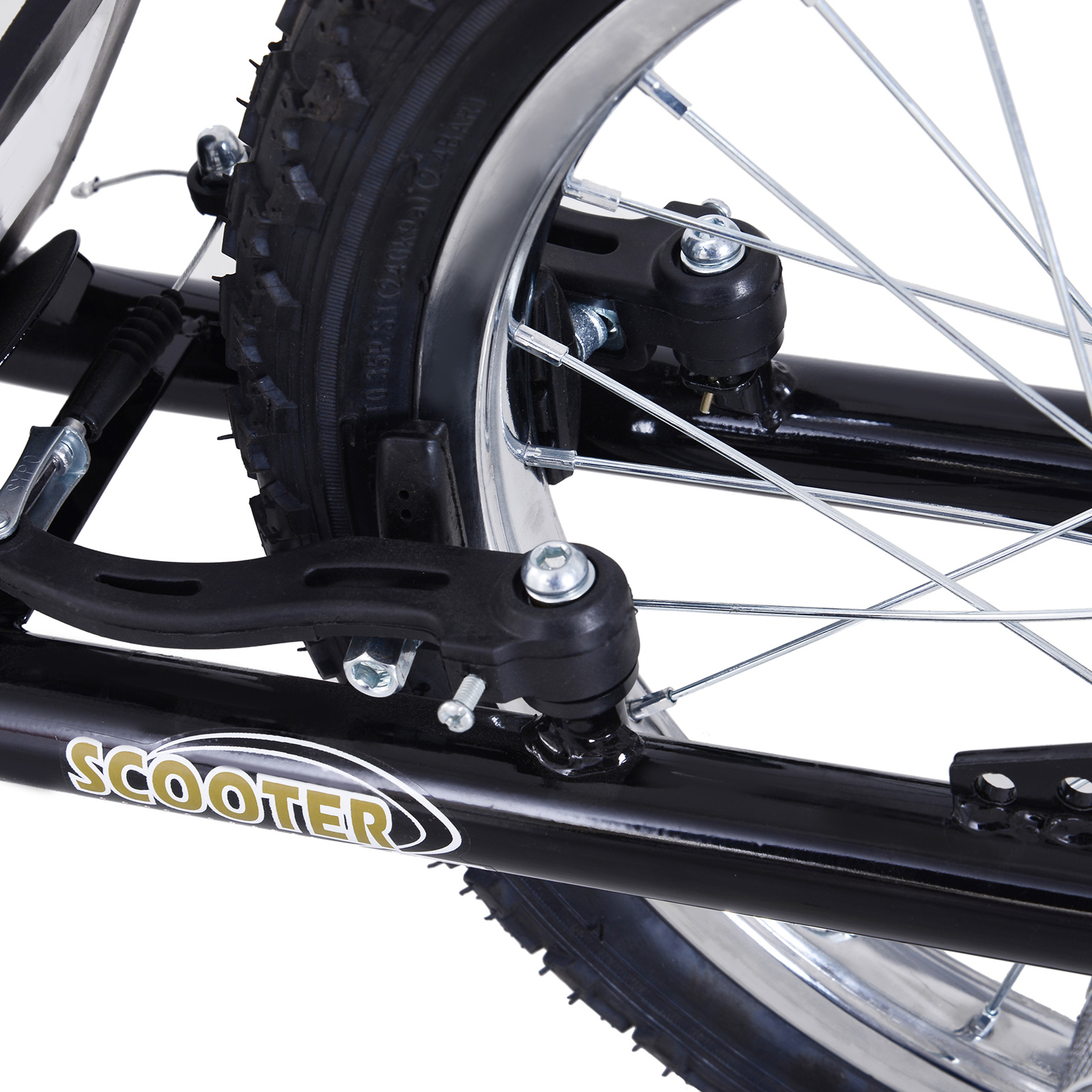 Kinderroller mit Luftreifen Kickscooter Scooter Tretroller Cityroller für Kinder Kickboard 16 Zoll ab 5 Jahre Höhenverstellbar Schwarz 143 x 58 x 92-100 cm