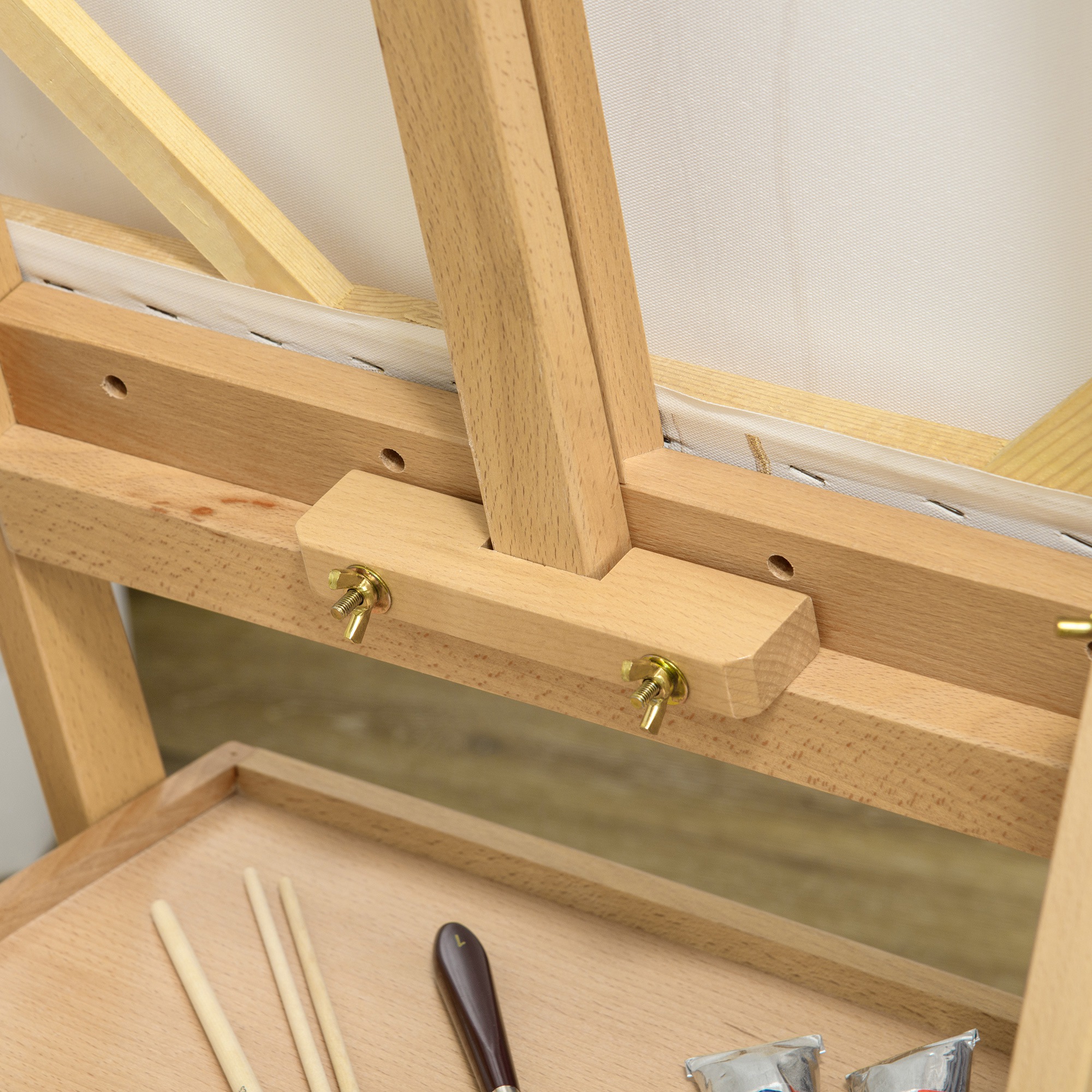 Staffelei, Künstlerstaffelei, Höhenverstellbar, 1Schublade, Natur + Schwarz