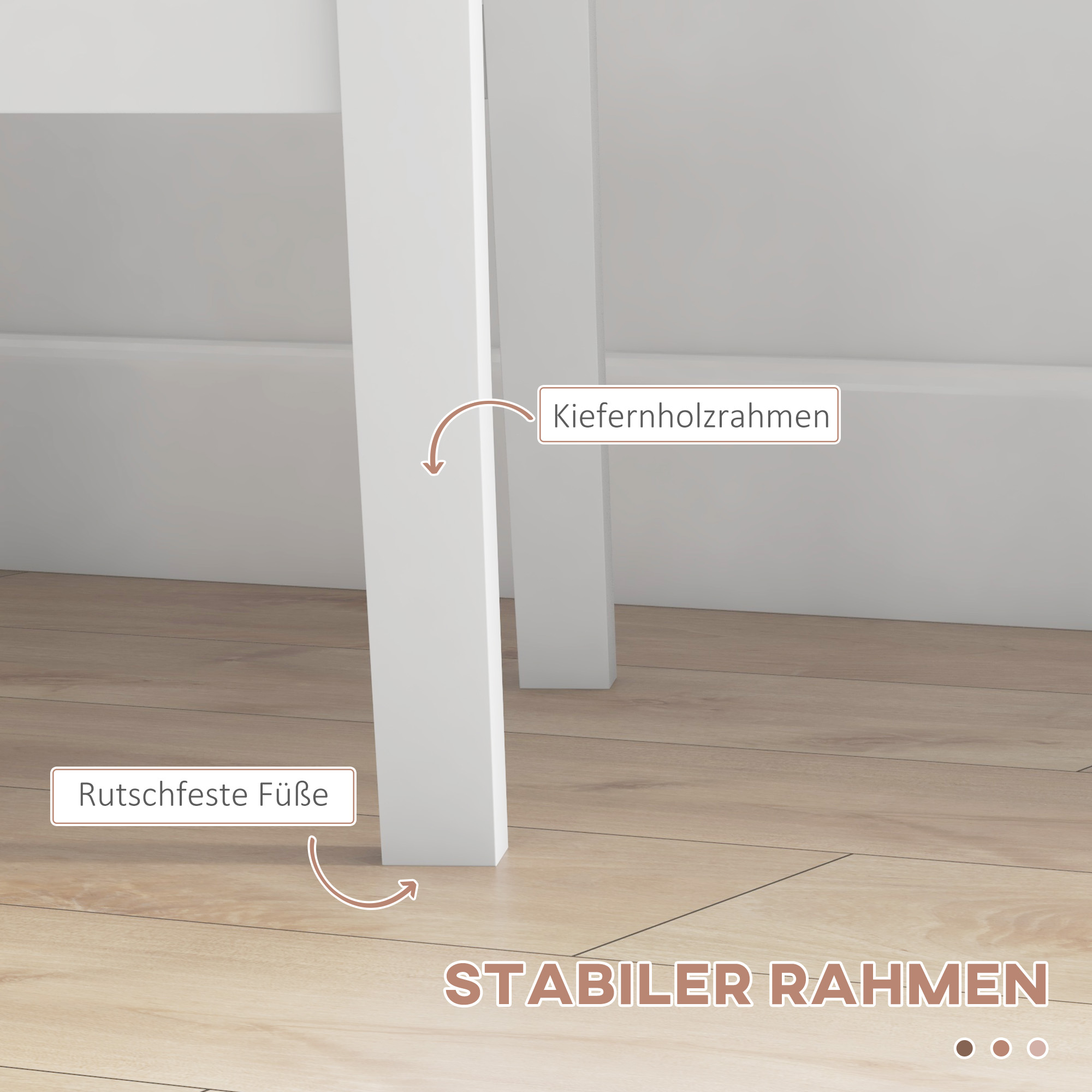 3-teilige Essgruppe Sitzgruppe Tisch mit Stühlen, Massivholz, Weiß