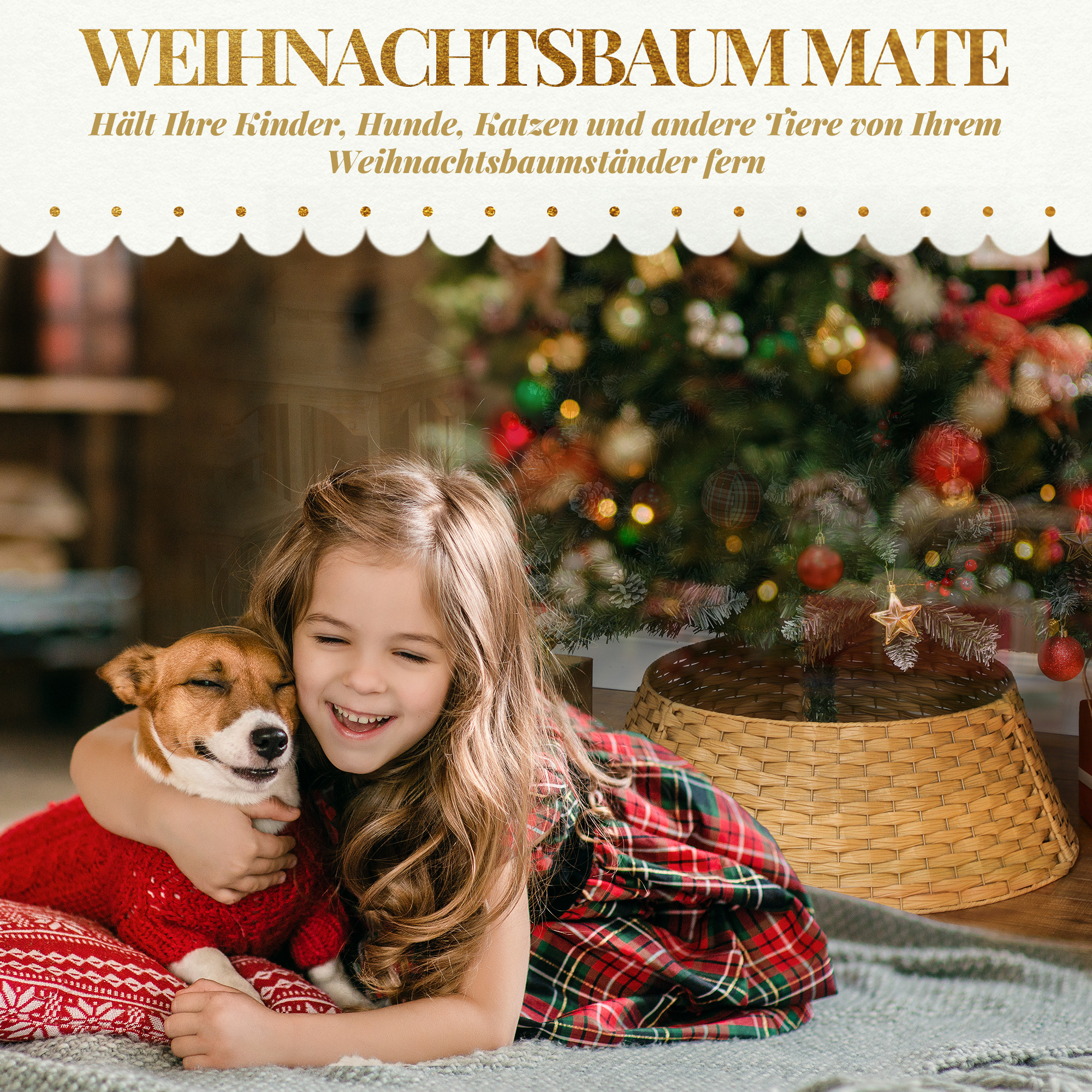 Weihnachtsbaumrock, Ø 68cm Weihnachtsbaum Kragen aus Kunststoff, für den Christbaum Ständer, Weihnachtsbaumständer Abdeckung für Zuhause, Party, Dekoration, Naturholz