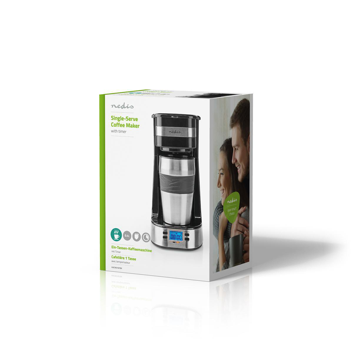 Kaffeemaschine | Filter Kaffee | 0.4 l | 1 Tassen | Timer einschalten | schwarz / Silber