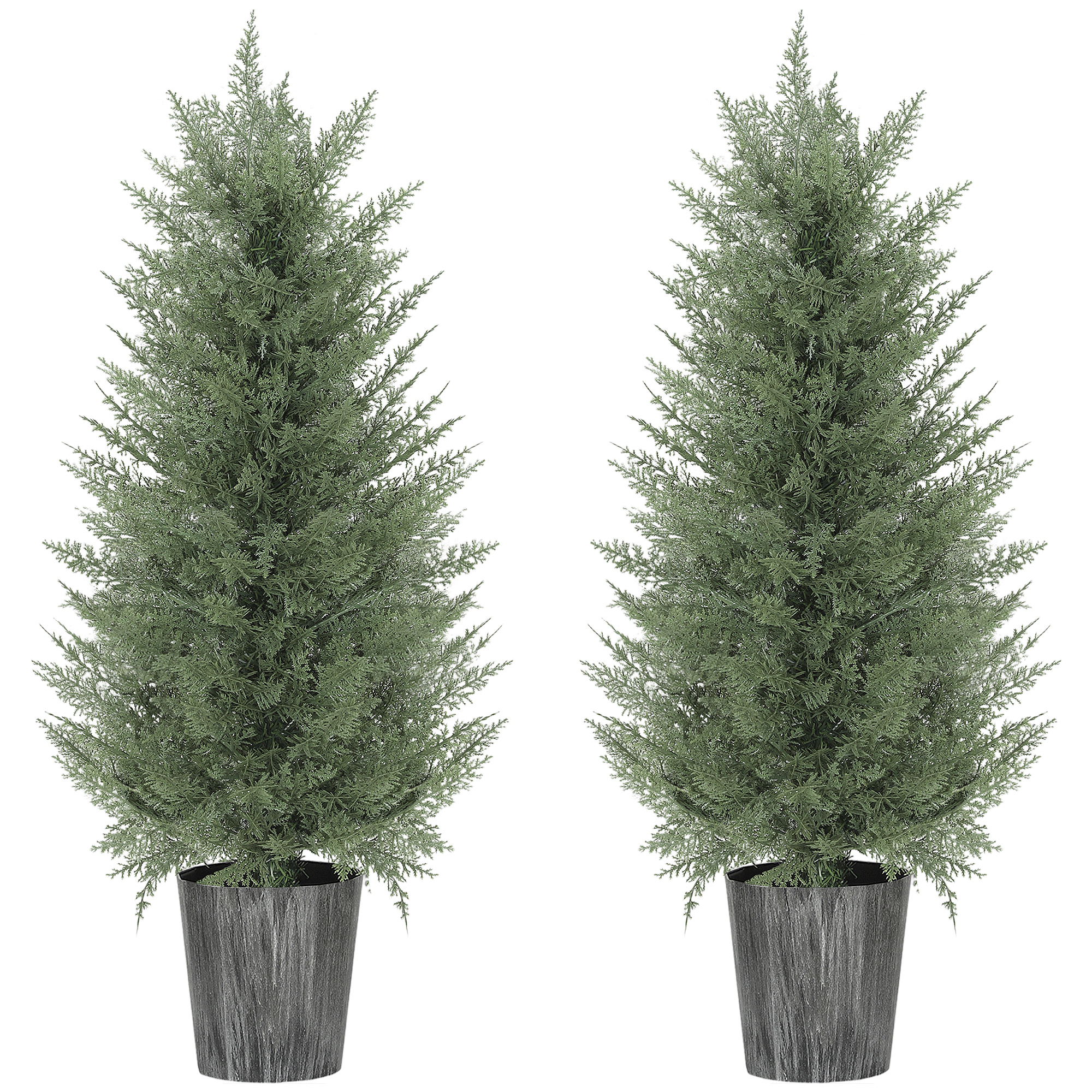 2er Set Künstliche Zypressenbäume groß 90cm Kunstpflanze, Plastik Künstliche Pflanzen im Topf 15 x 15 x 90 cm Grün
