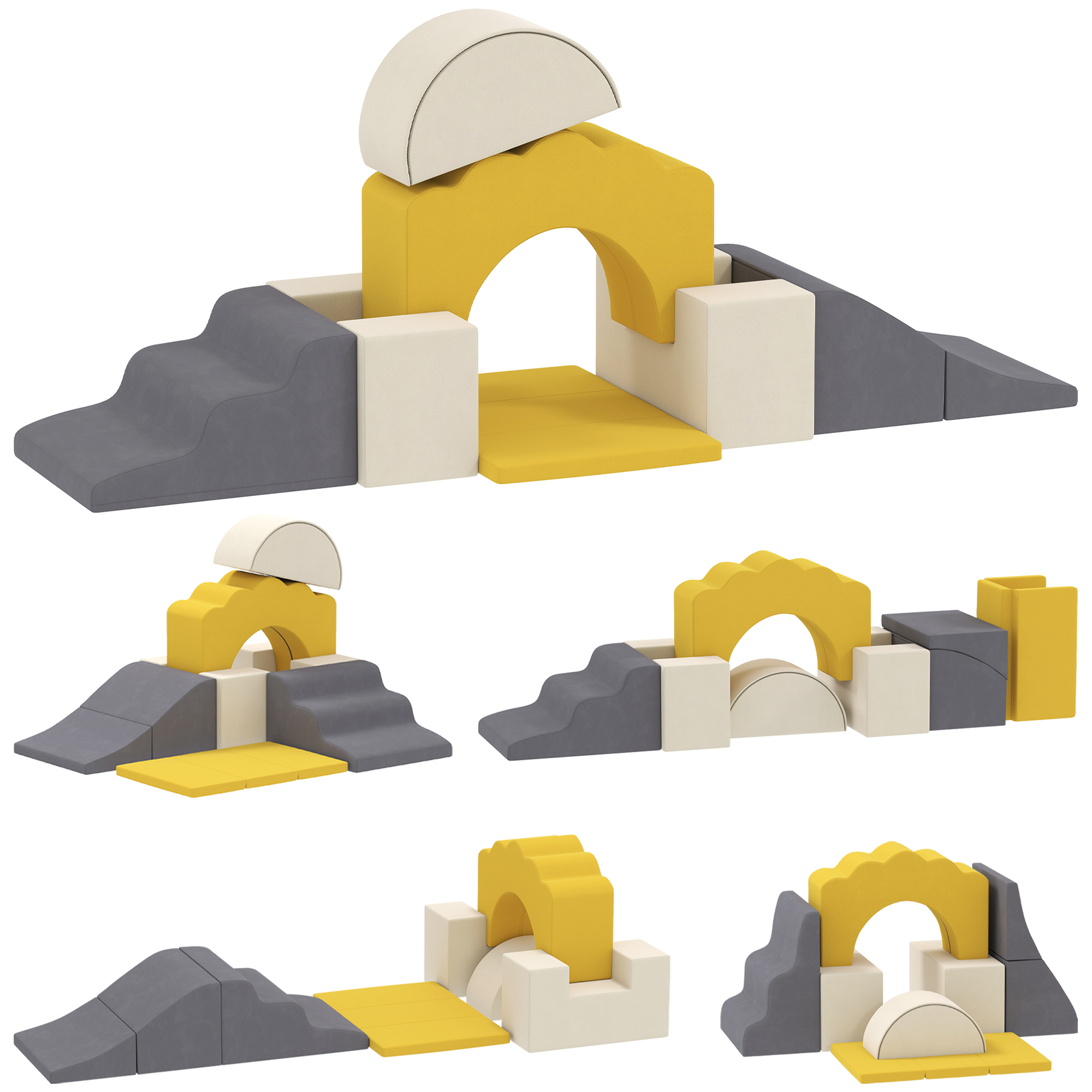 7-teiliges Set Kletterblöcke für Babys & Kleinkinder, weiches Kletterset für den Innenbereich, Stoff, Schaumstoff, Bunt