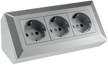 3-fach Steckdosenblock, silber, 250V~/ 16A, Aufbaumontage 3-fach Steckdosenblock, silber, 250V~/ 16A, Aufbaumontage