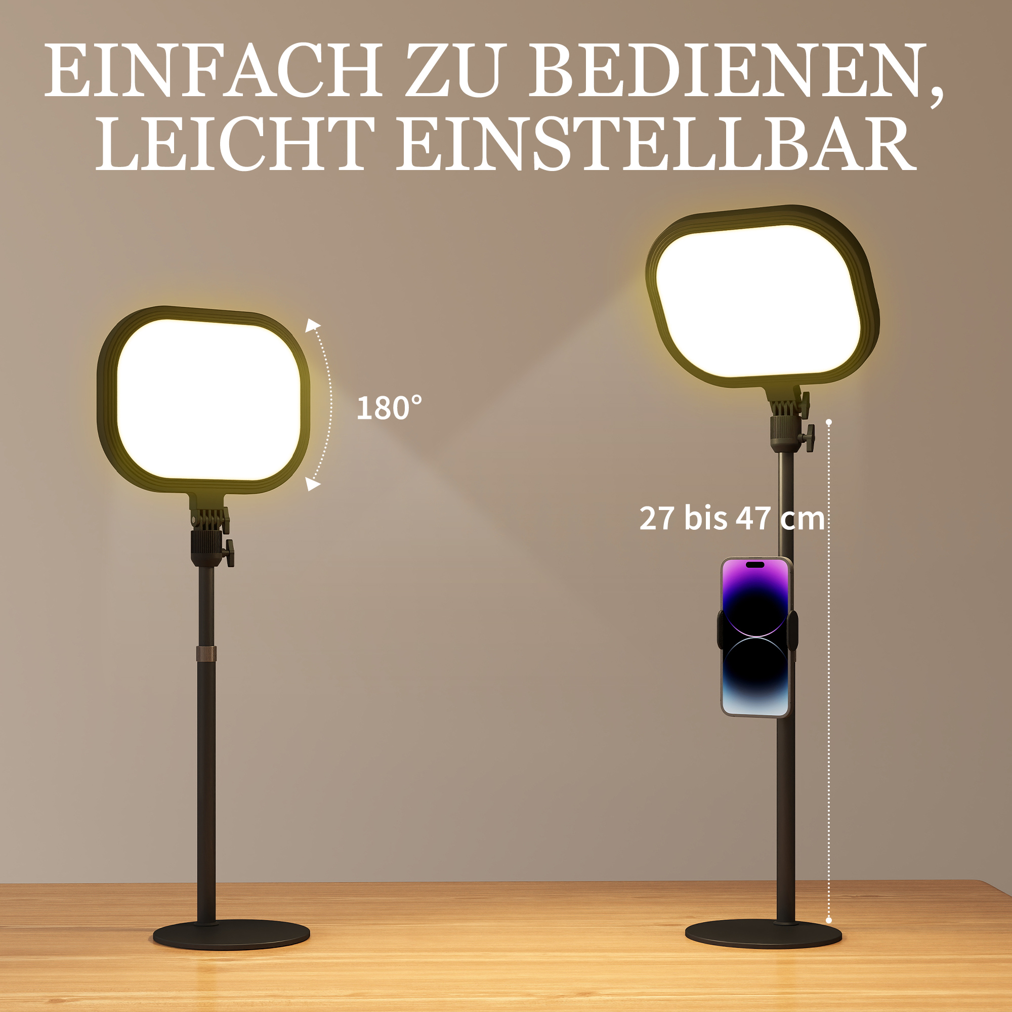 LED-Nachttischlampe, 10 Dimmstufen, 5 Farben, Speicherfunktion, Metall, Schwarz