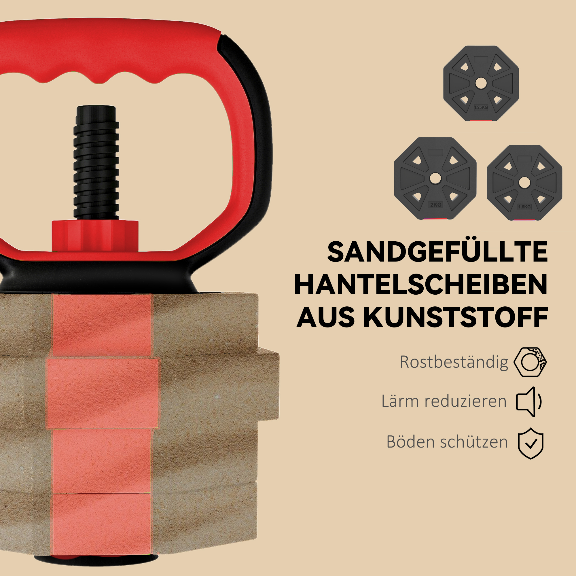 6-in-1 Hantelset Kurzhantel Set Kurzhanteln Langhanteln verstellbar 20 KG für Krafttraining Zuhause