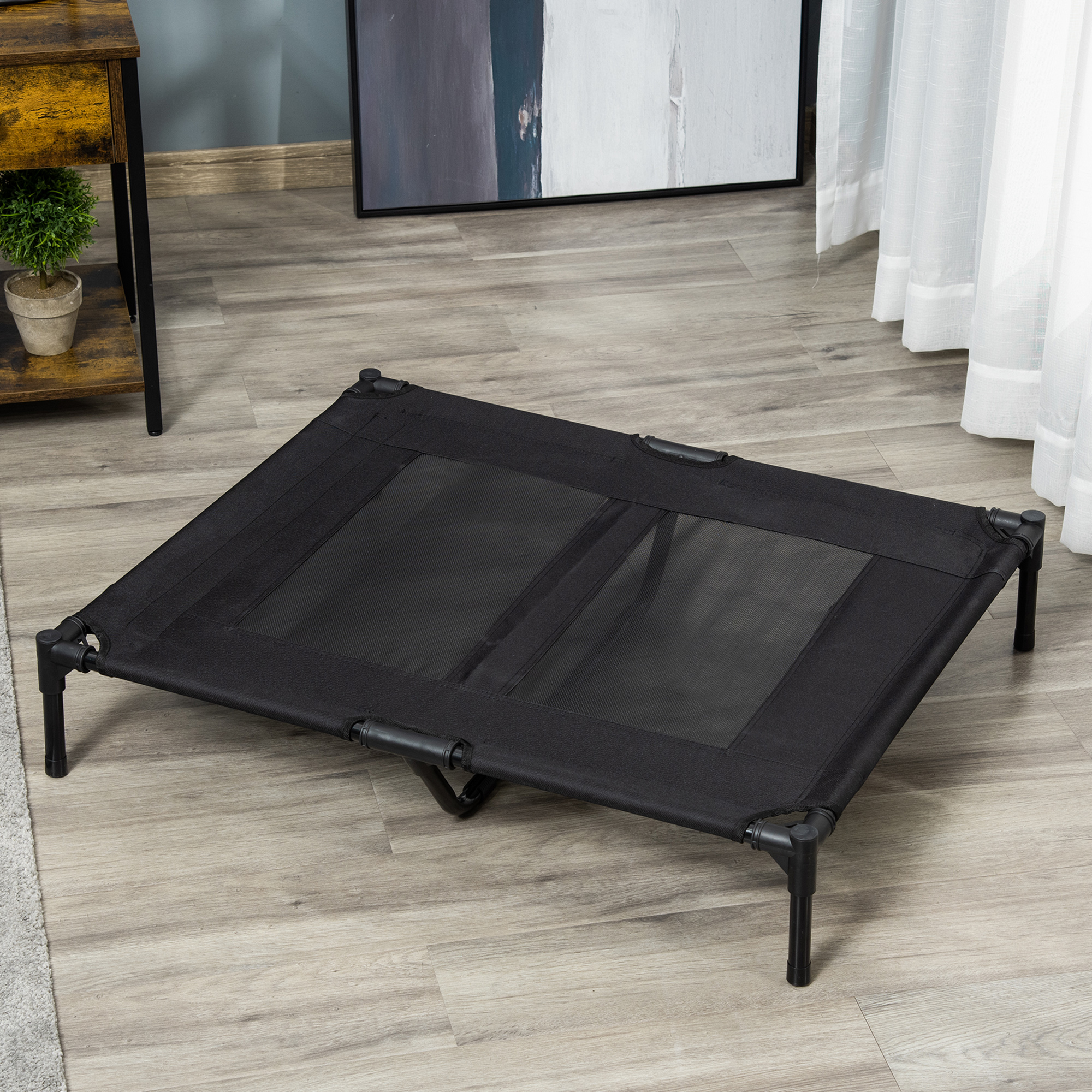 Hundebett, Outdoor-Hundebett, klappbar, atmungsaktiv, Schwarz