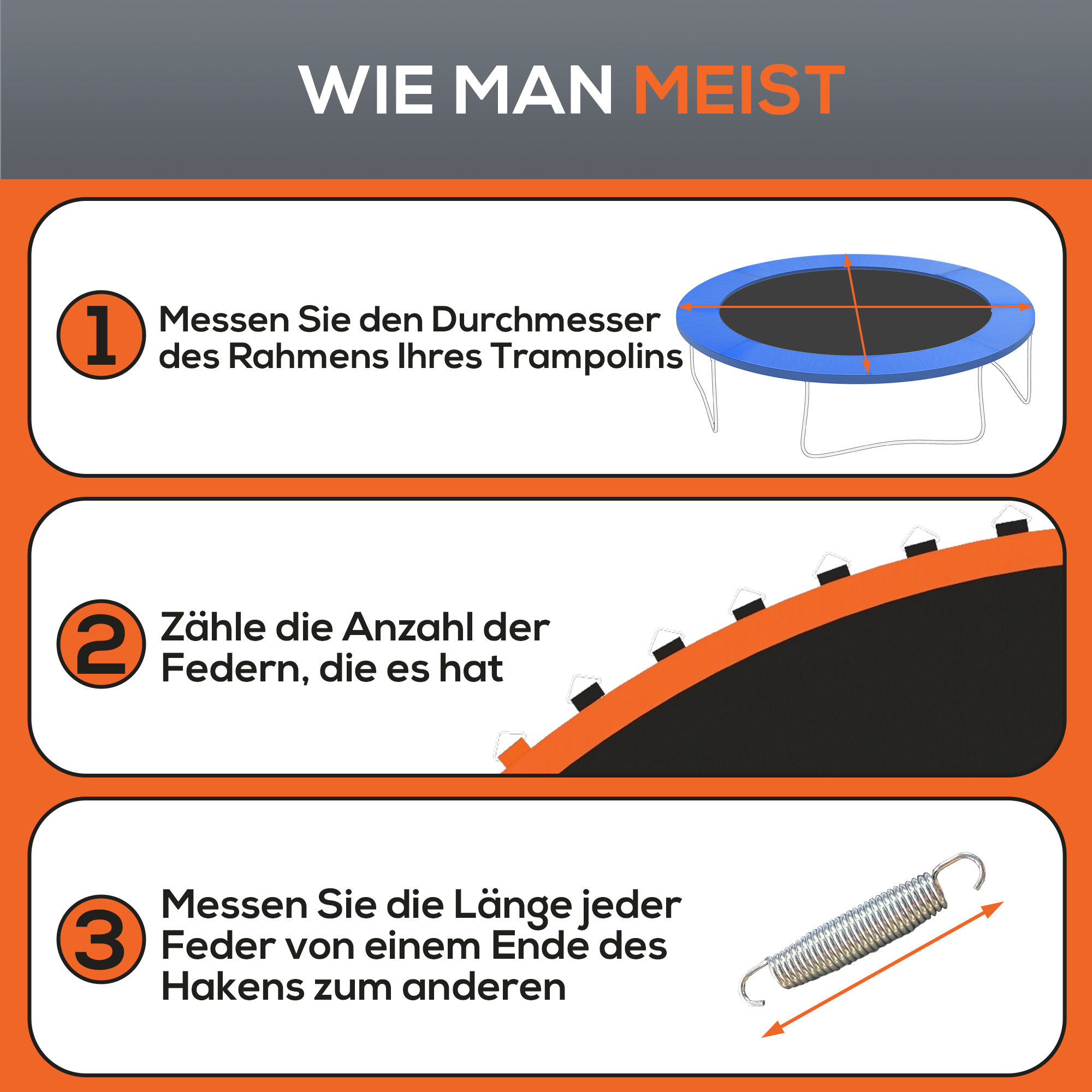 Trampolin-Matte, Runde Sprungplane, Polypropylen, Orange