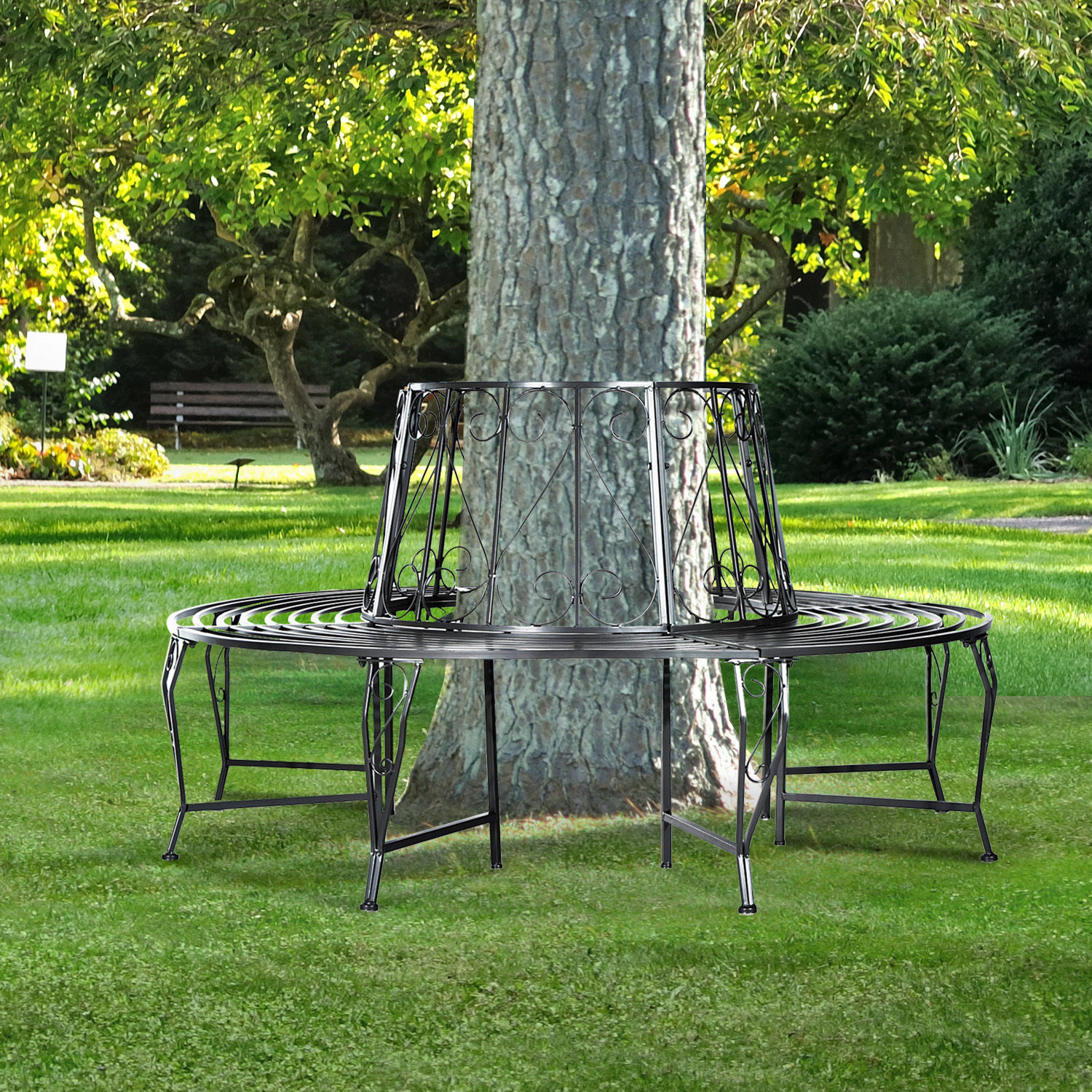 Baumbank Rundbank 360° Gartenbank Sitzbank Baum Bank Metall ?160cm