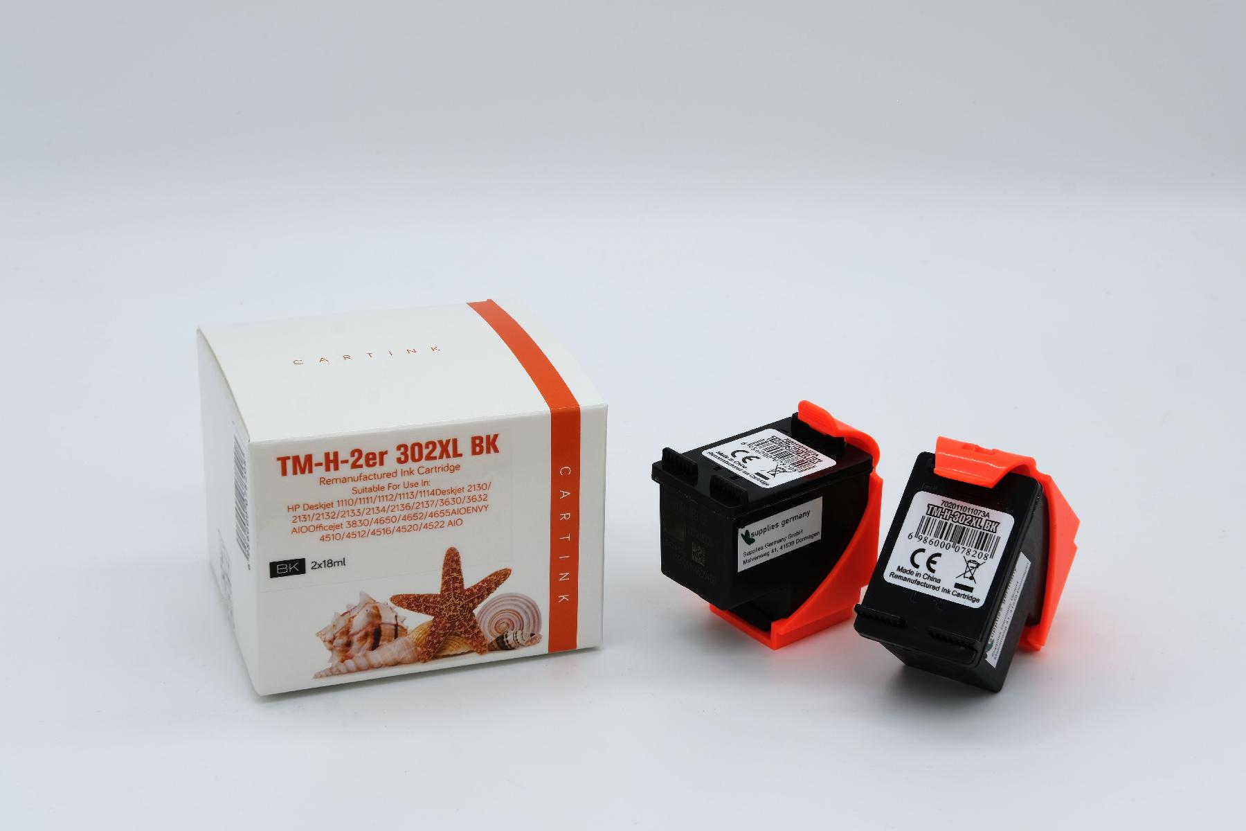 302BKXL Doppelpack Refill Tinte black für HP / F6U68AE / 2x18ml