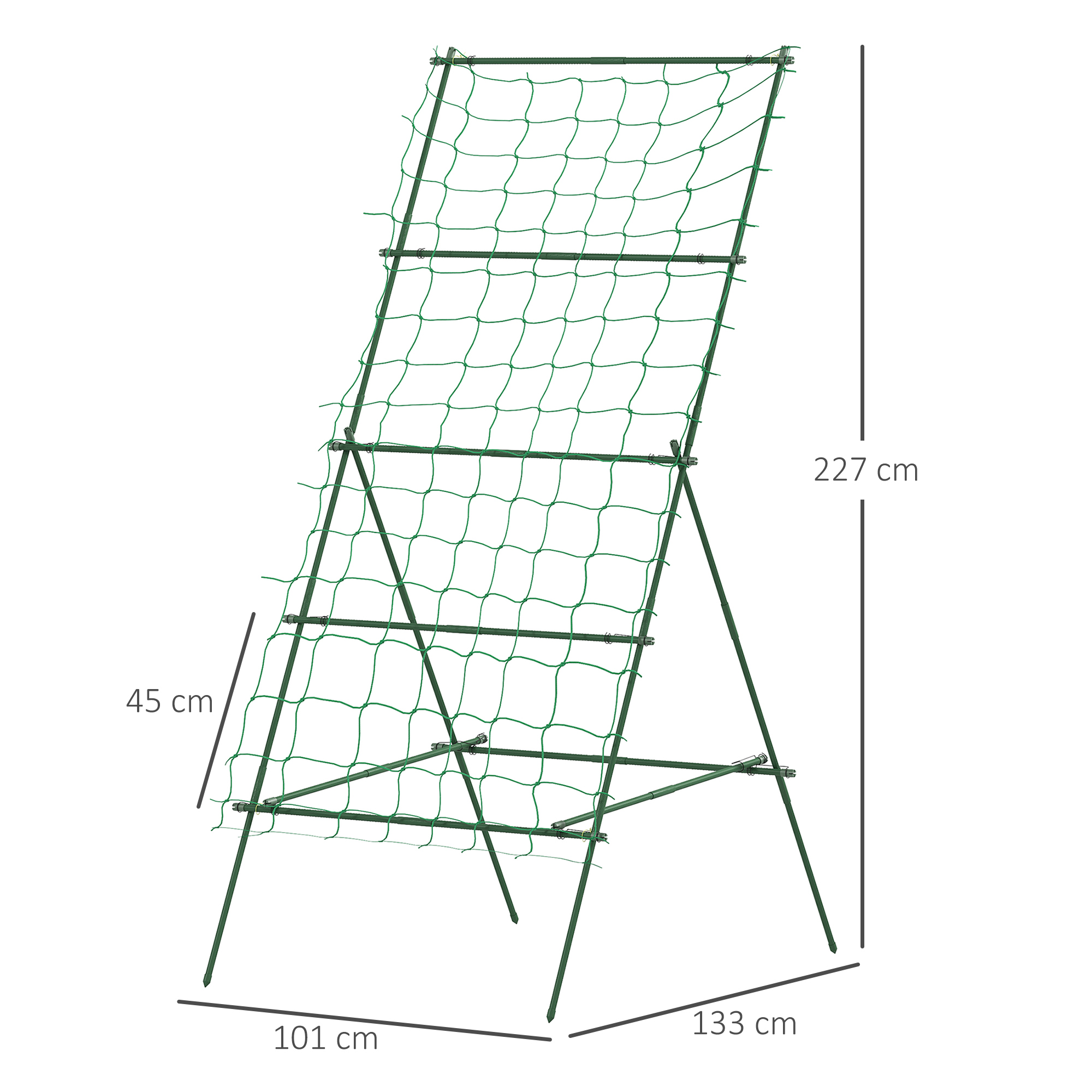 Rankgitter aus Stahl zum Stecken rostfrei Rankhilfe in A-Form für Kletterpflanzen 101x133x227 cm Grün