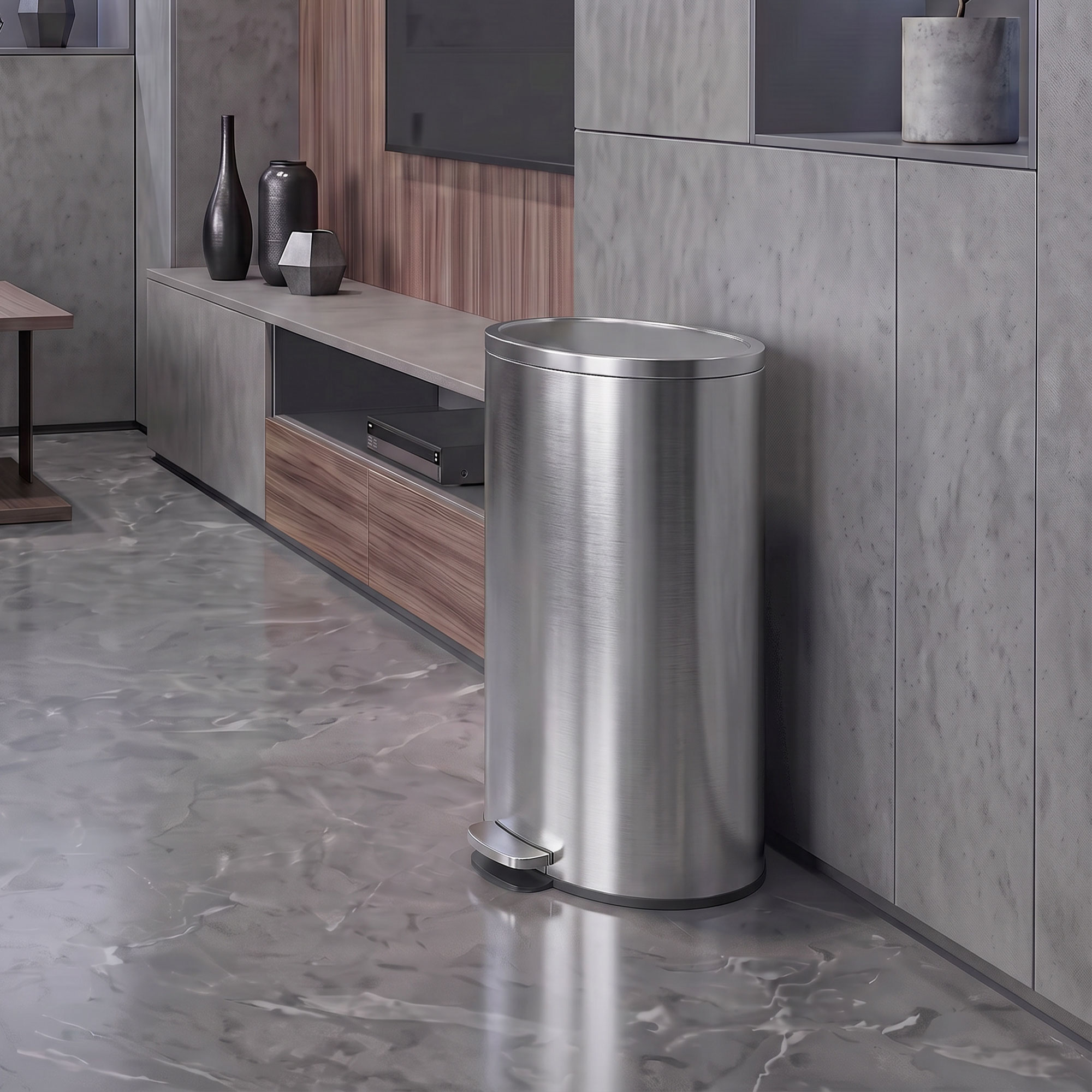 Mülleimer mit Soft-Close Deckel Treteimer mit Herausnehmbarem Inneneimer 30L Silber