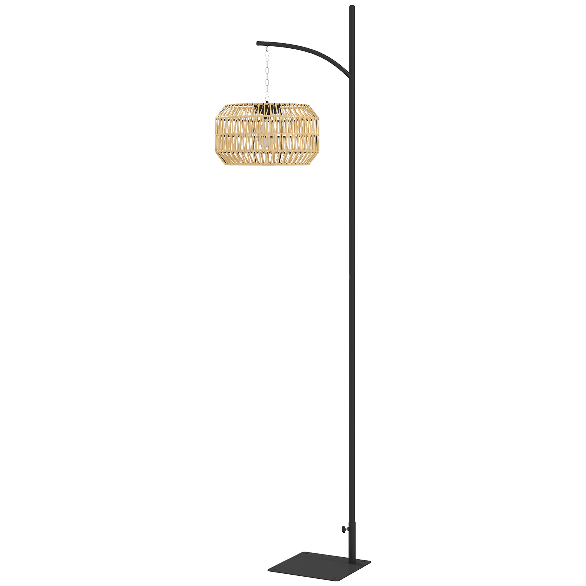 Solar Stehlampe Rattan Solarlampen mit Lichtsensor Automatische Solarleuchte im Boho-Stil IP44 Schwarz+Gelb