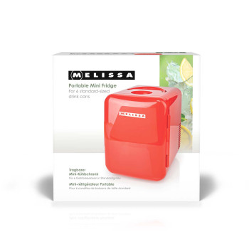tragbarer Mini-Kühlschrank | 6 Dosen / 4 l Inhalt | 100-240 V / 12 V | Heiz- / Kühlfunktion | Tragegriff | Rot