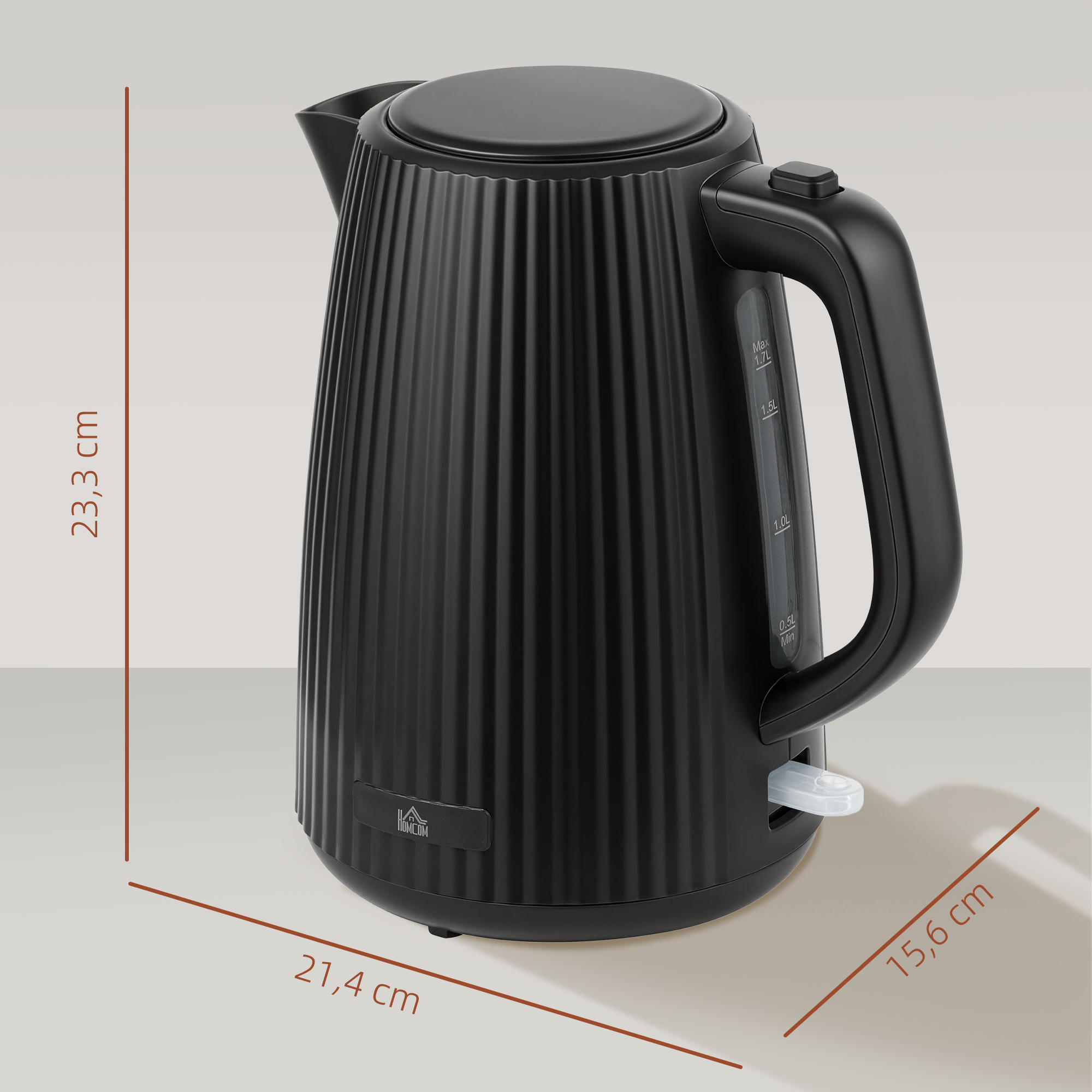 Wasserkocher, 1,7L, Schnellkochfunktion, 2200W, mit herausnehmbarem Kalkfilter, Abschaltautomatik, Schwarz