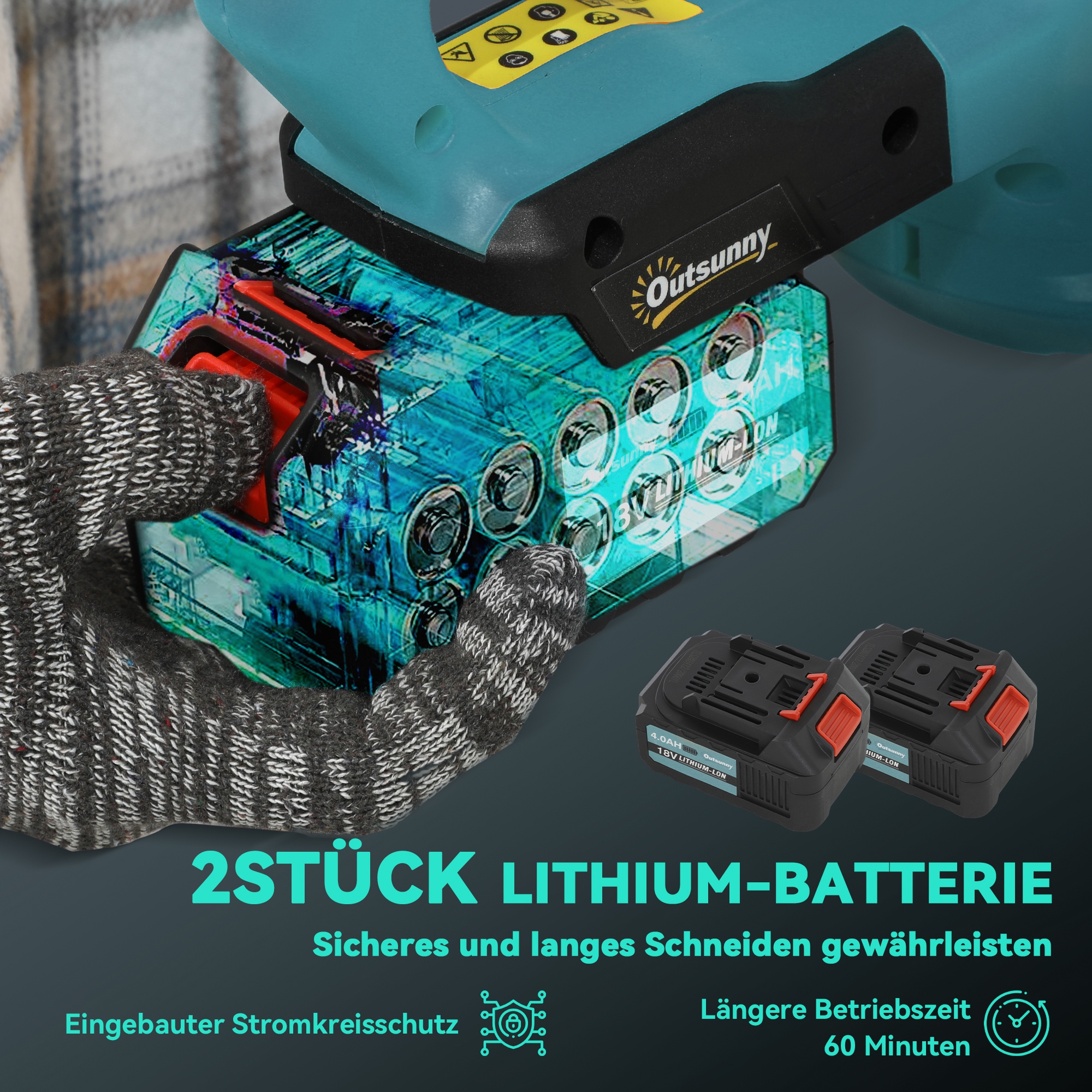 Elektro Heckenschere Akku Heckenschneider mit 51cm Schnittlänge Motor, Akku Blau