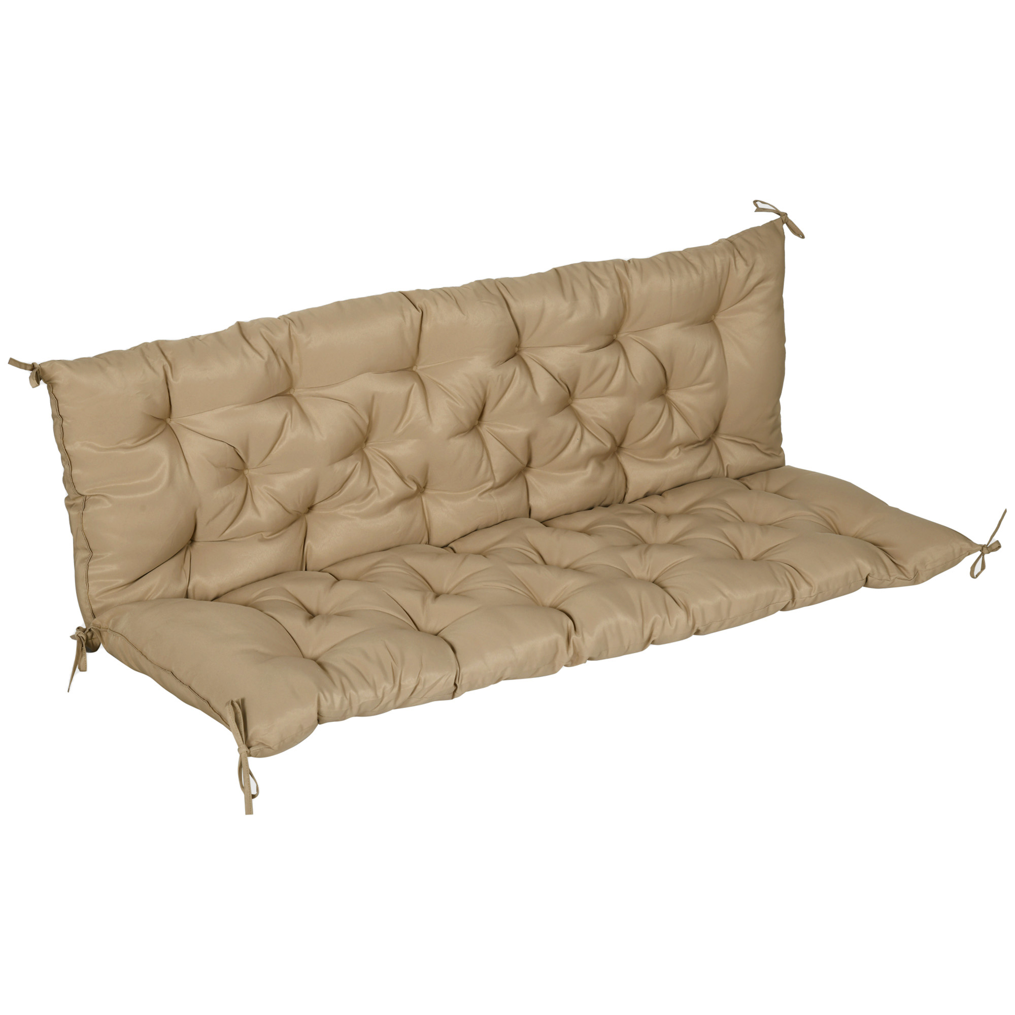 3 Sitzer Bankauflage 150x98x8 cm Bankkissen mit Bändern, Bankpolster für Gartenmöbel Hollywoodschaukel, Khaki 3 Sitzer Bankauflage 150x98x8 cm Bankkissen mit Bändern, Bankpolster für Gartenmöbel Hollywoodschaukel, Khaki