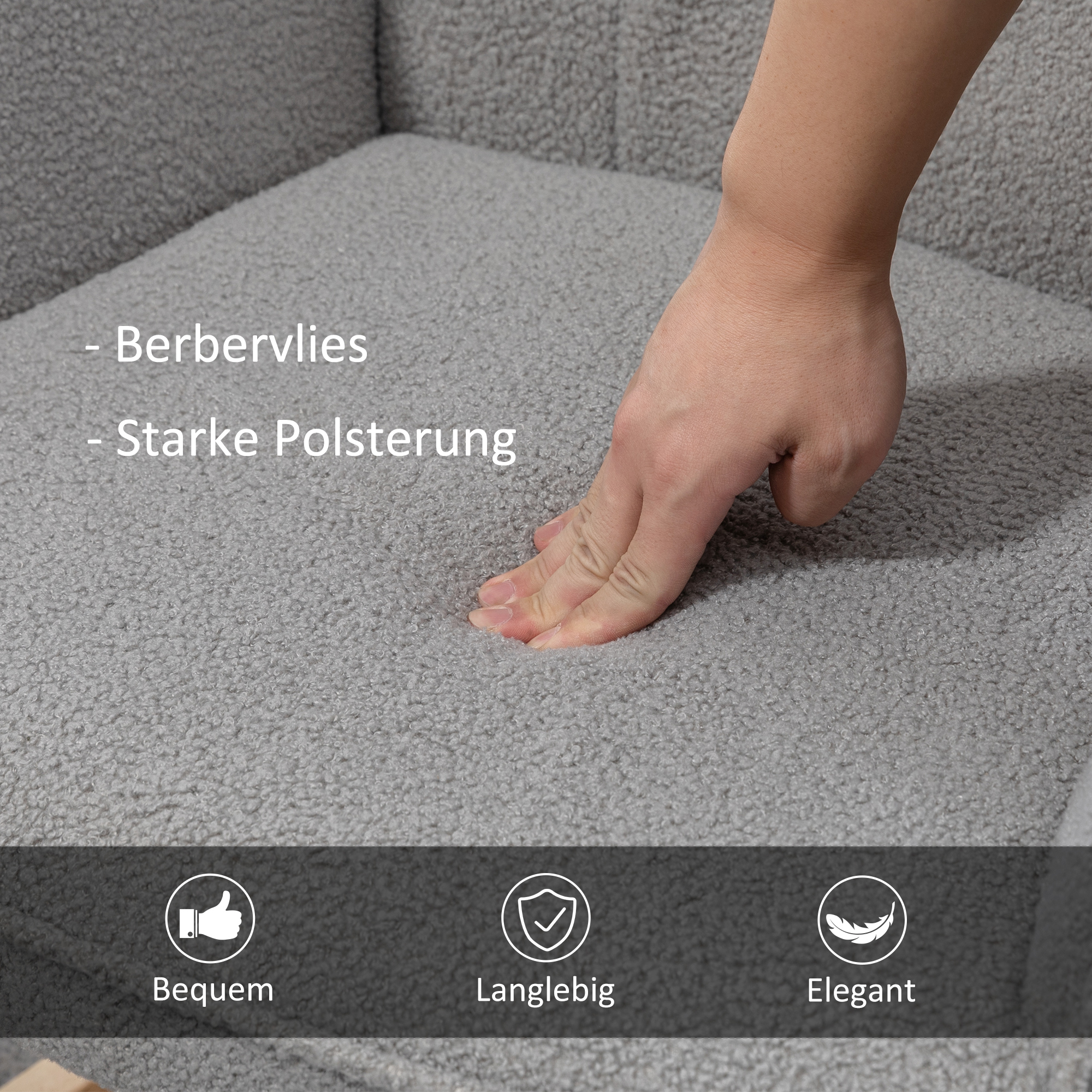 Schaukelstuhl im Retro-Design, Massivholz, Schwingsessel, 71 cm x  92 cm x 101 cm, Hellgrau