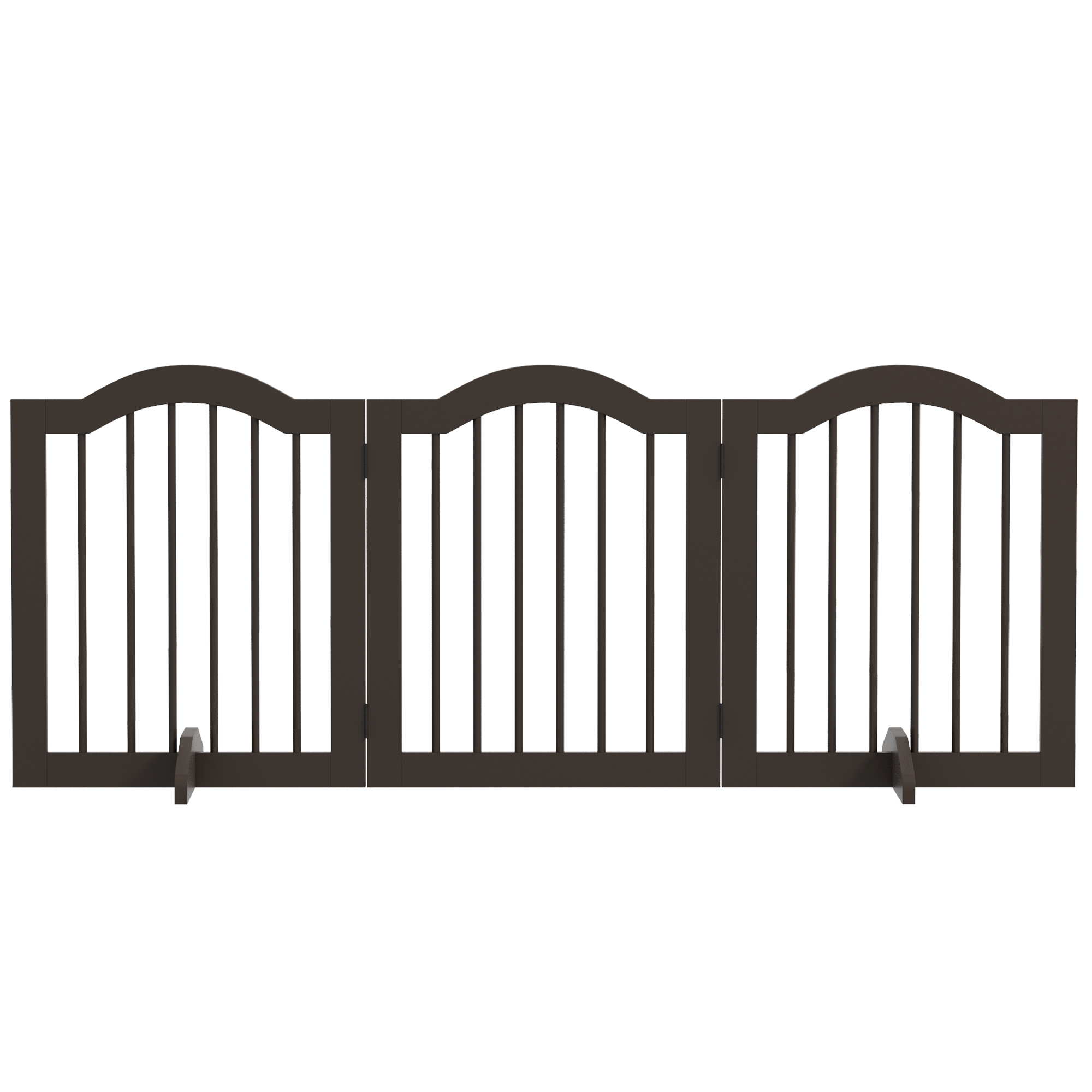 Hunde-Absperrgitter, 3 Paneele, klappbar, Massivholz und MDF, 154,5 x 29,5 x 61 cm, Kaffee
