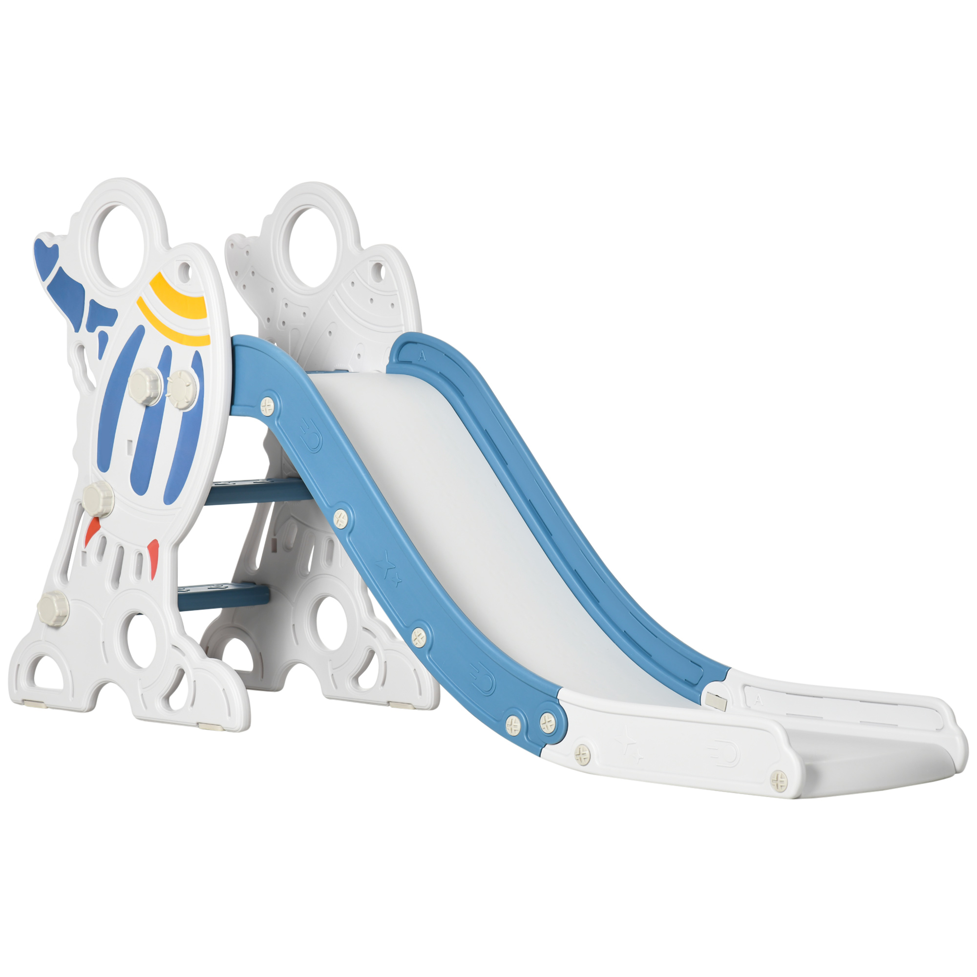 Rutsche für Kinder 1,5 bis 3 Jahre, Raketen-Design, Sticker-Set, blau, 157 x 46,5 x 80 cm Rutsche für Kinder 1,5 bis 3 Jahre, Raketen-Design, Sticker-Set, blau, 157 x 46,5 x 80 cm