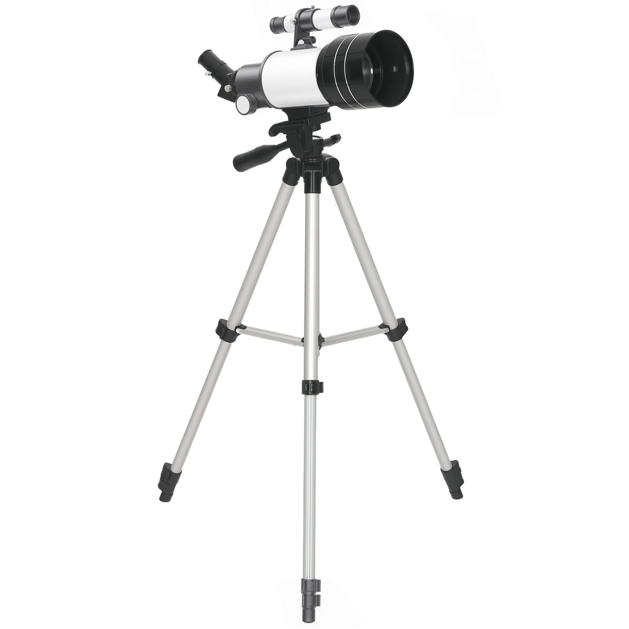 Teleskop, 70 mm Objektiv, 5 x 24 Fernrohr, verstellbares Stativ, Silberfarben