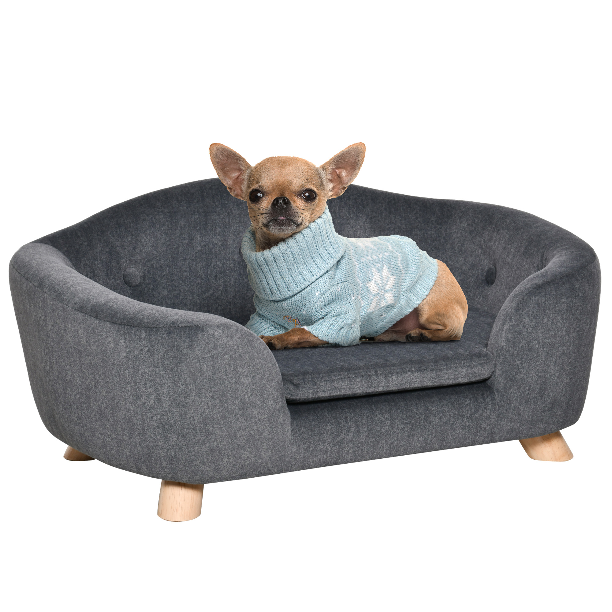 Haustiersofa Hundematte Hundebett Hundesofa Hundecouch Katzen Sofa mit Kissen Rückentasche Plüsch Schaumstoff Kiefernholz Dunkelgrau 70 x 47 x 30 cm Haustiersofa Hundematte Hundebett Hundesofa Hundecouch Katzen Sofa mit Kissen Rückentasche Plüsch Schaumstoff Kiefernholz Dunkelgrau 70 x 47 x 30 cm