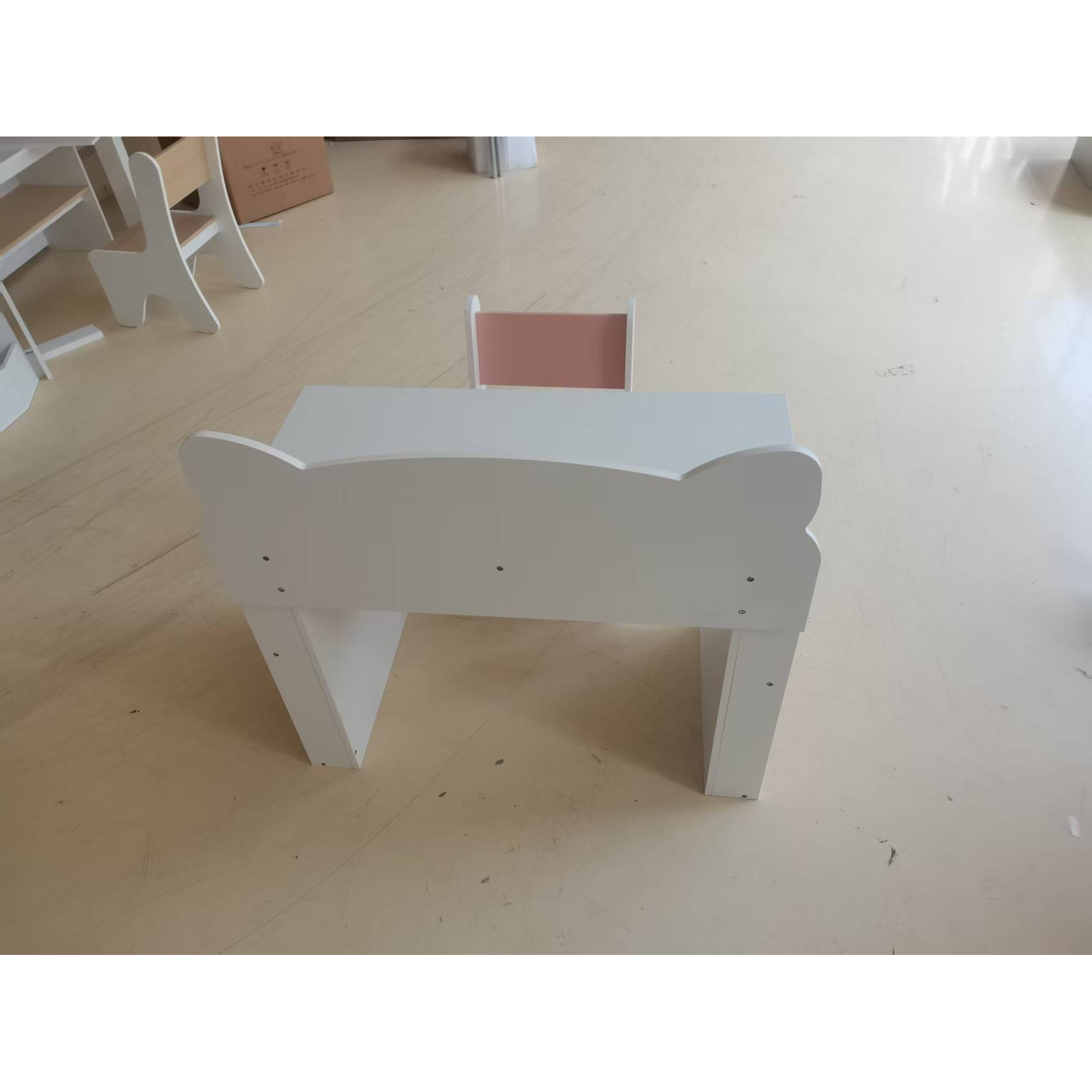 Kindertisch mit Stuhl 2 teilige Kindersitzgruppe mit Bücherregal Schublade Fuchs-Design für Kinder 3-8 Weiß+Rosa