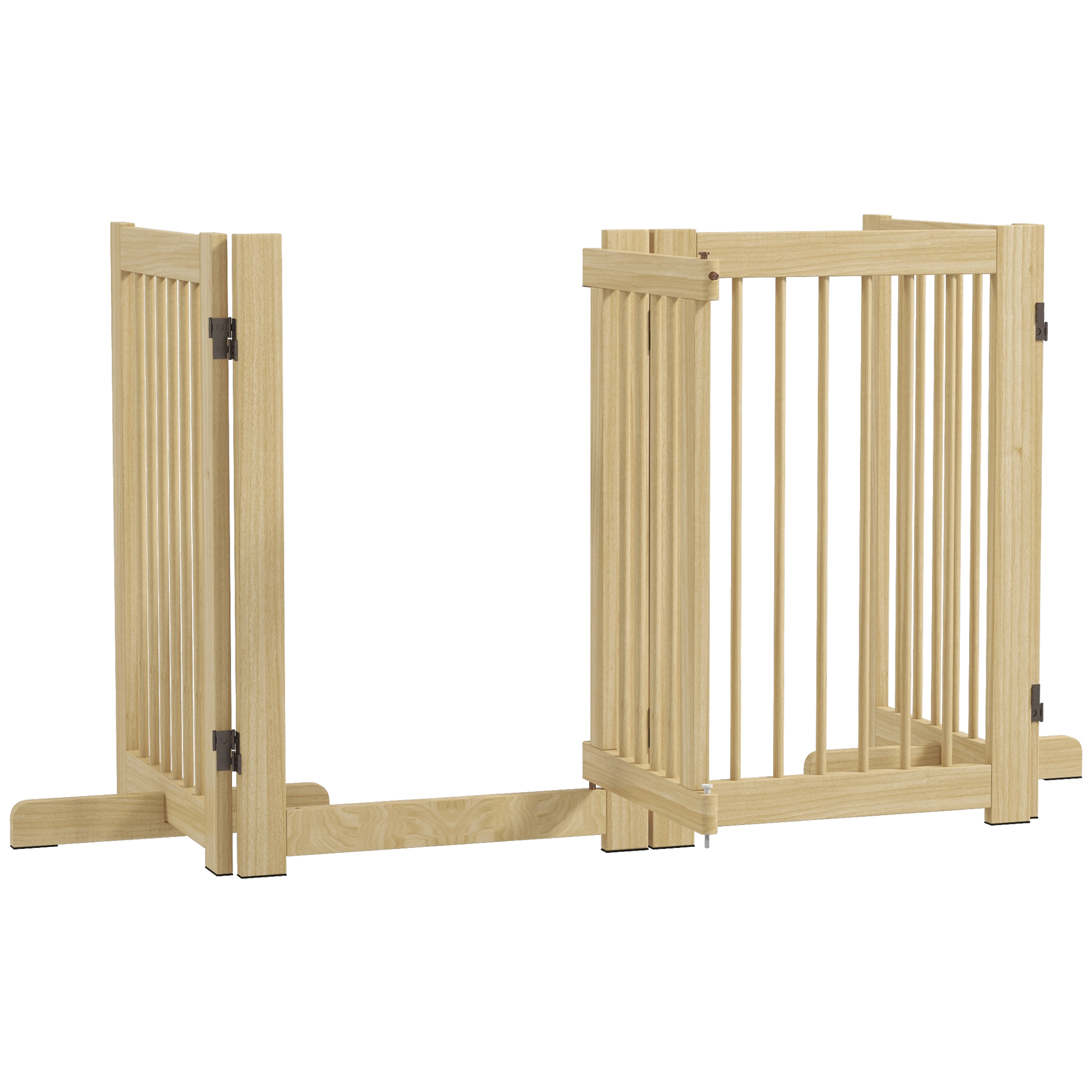 Freistehendes Hundegitter, 4 Paneele, flexibel, Kiefernholz, 204L x 36B x 75H cm, Naturholz Freistehendes Hundegitter, 4 Paneele, flexibel, Kiefernholz, 204L x 36B x 75H cm, Naturholz