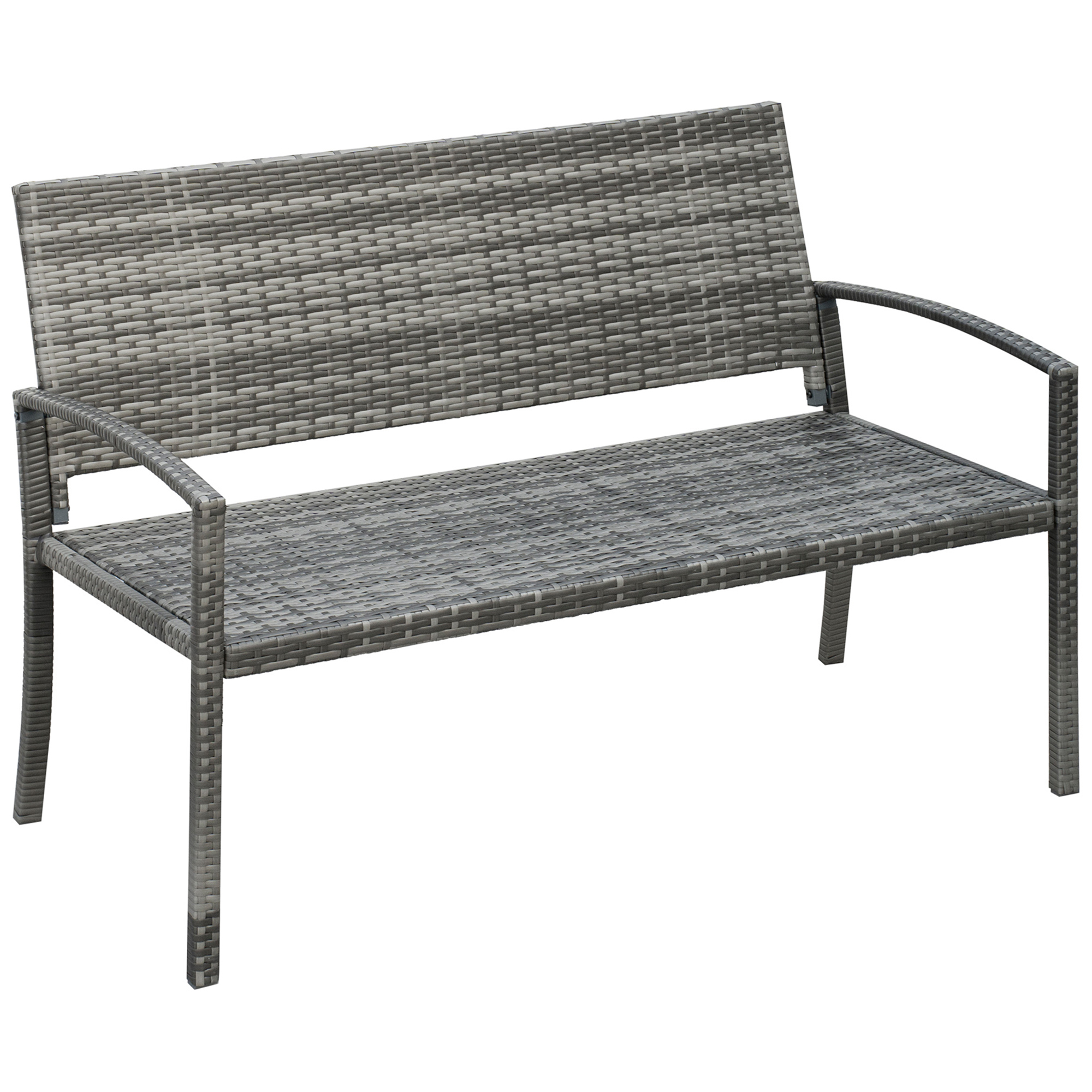Gartenbank, in Rattanoptik, mit Stahlrahmen, für 2 Personen, Braun, 122 x 60 x 87cm