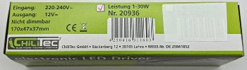LED-Trafo "CT-30-V2", 1-30W, Ein 220-240V, Aus 12V= Konstantspannung