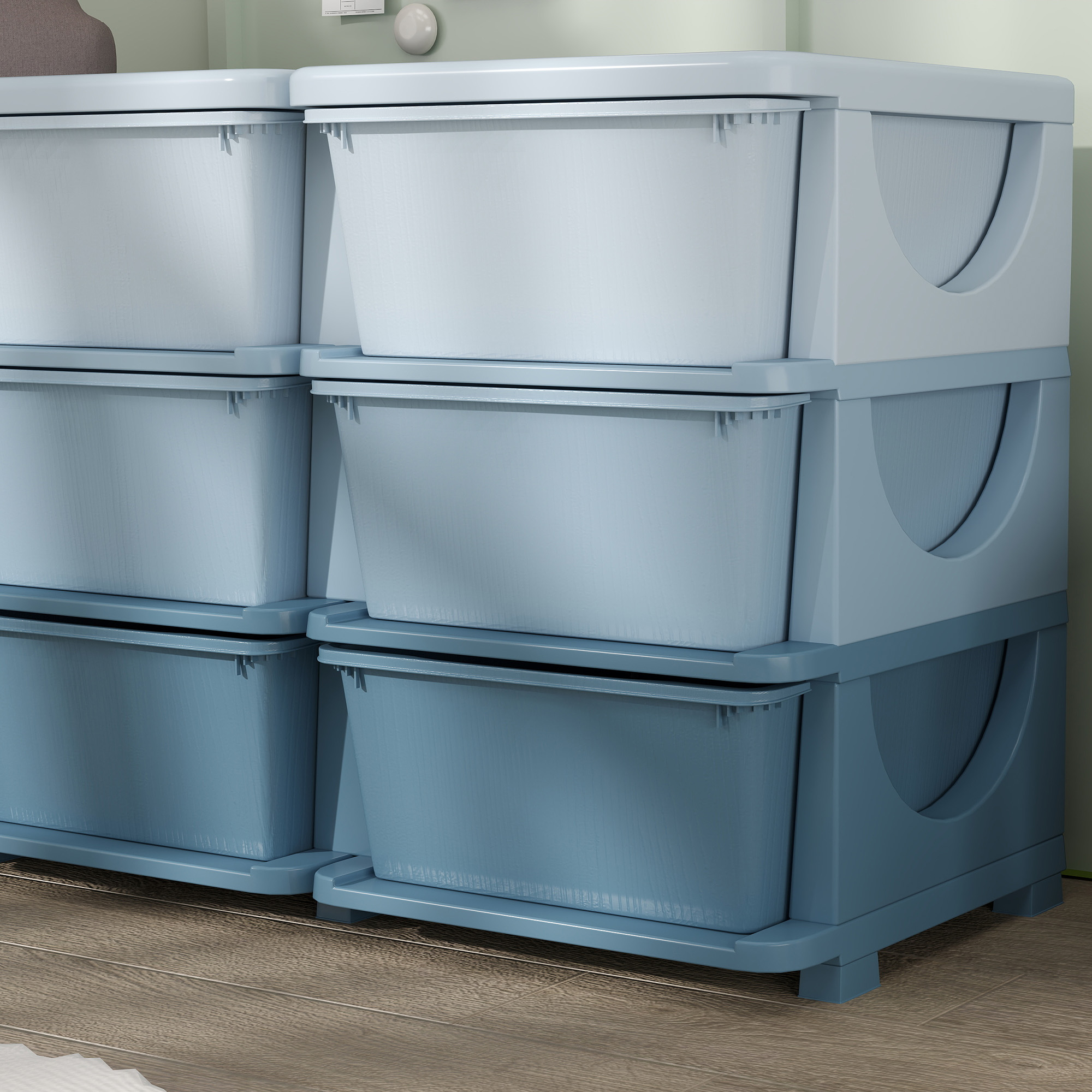 Aufbewahrungsbox für Kinder, Kinder-Aufbewahrungsbox, 9 Schubladen, Blau
