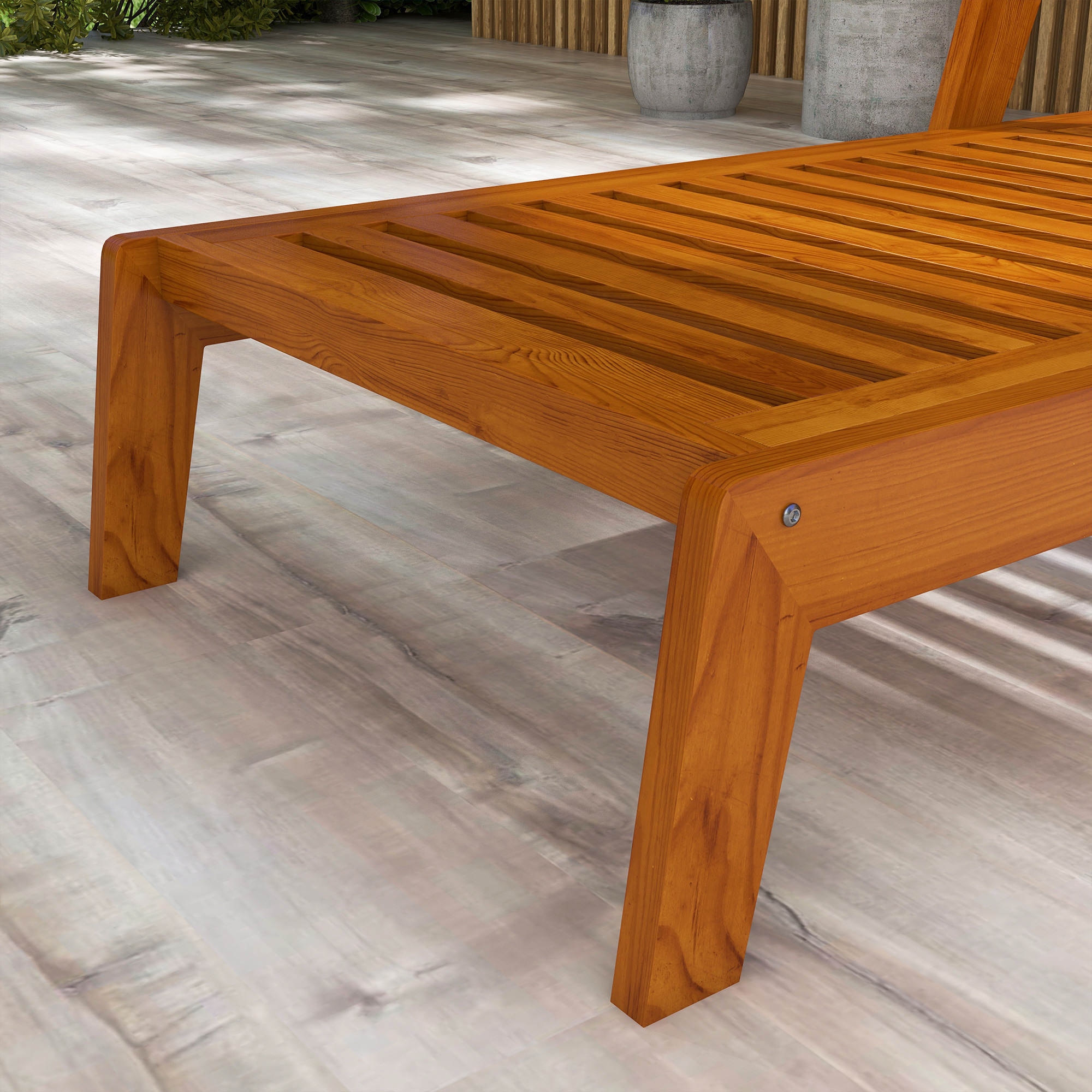 Sonnenliege Gartenliege Holzliege, Massivholz, 66 cm x 190 cm x 73,5 cm, Orange