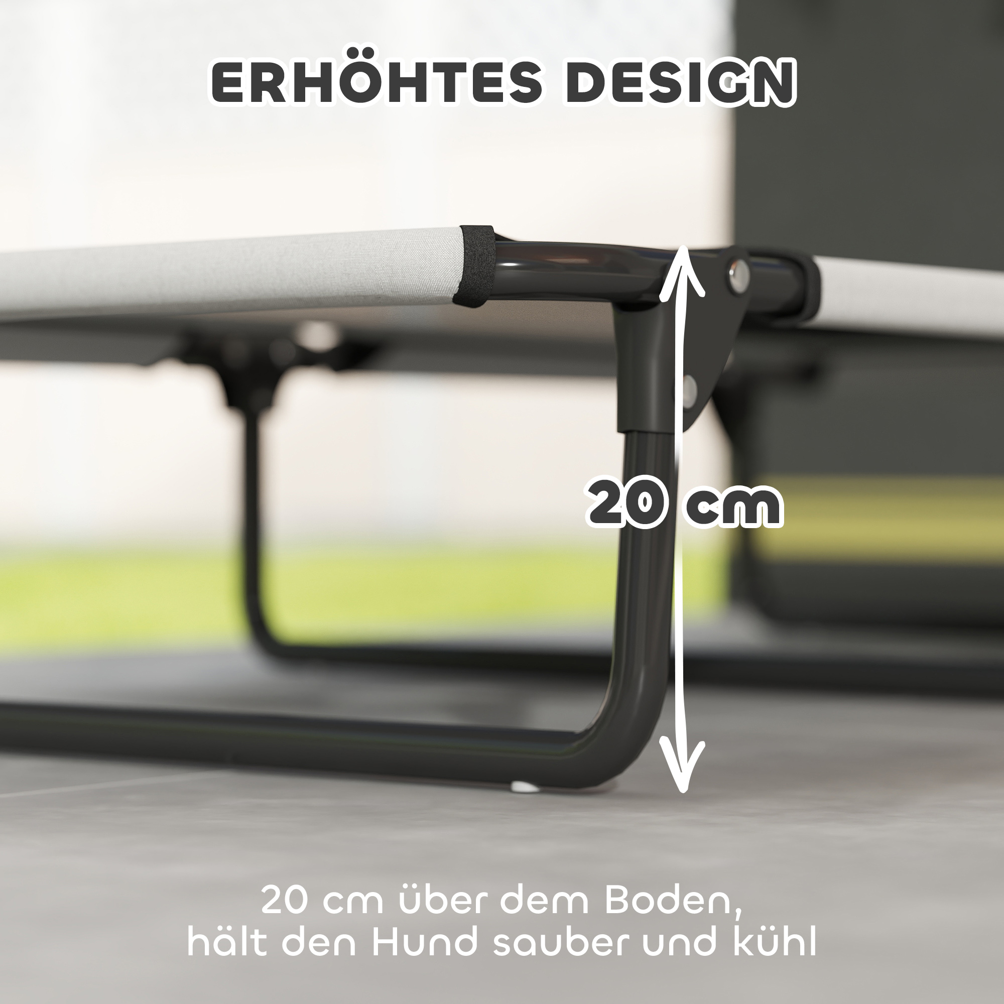 Tragbares erhöhtes Hundebett, erhöhtes Haustierbett mit atmungsaktivem Netz, für große Hunde, Hellgrau