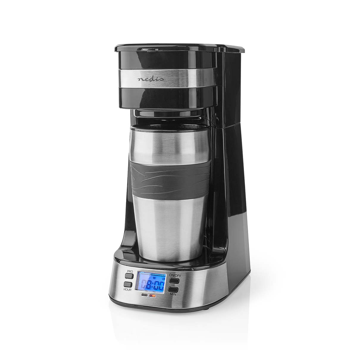Kaffeemaschine | Filter Kaffee | 0.4 l | 1 Tassen | Timer einschalten | schwarz / Silber