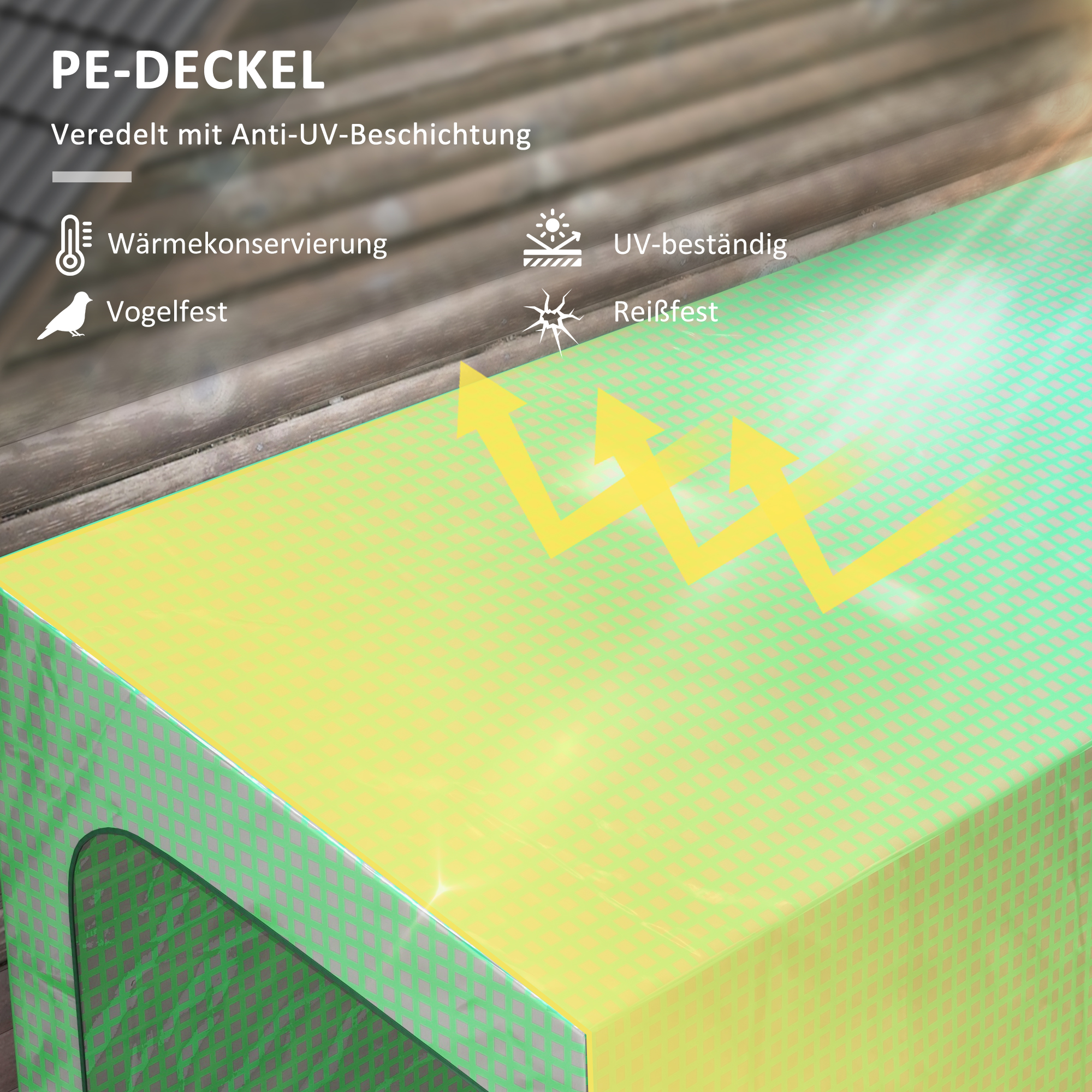 Anlehn-Gewächshaus Frühbeet Treibhaus, aufrollbare Türen, wetterbeständig, 200 cm x 80 cm x 200 cm, Grün