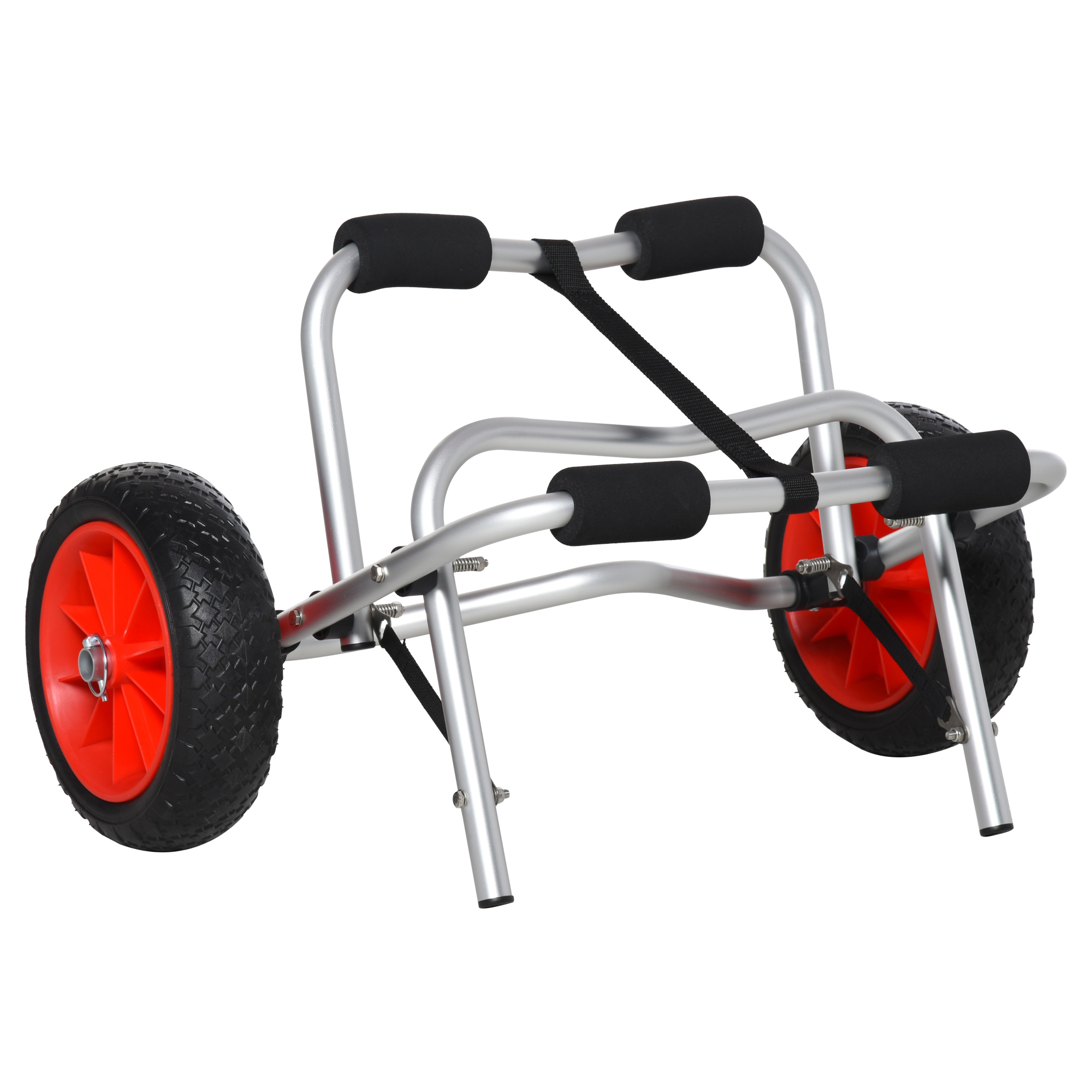 Alu Kanuwagen Kajakwagen Surfwagen klappbar mit Gurt Kunstleder-Räder Silber bis 75 kg 68 x 44,5 x 40 cm