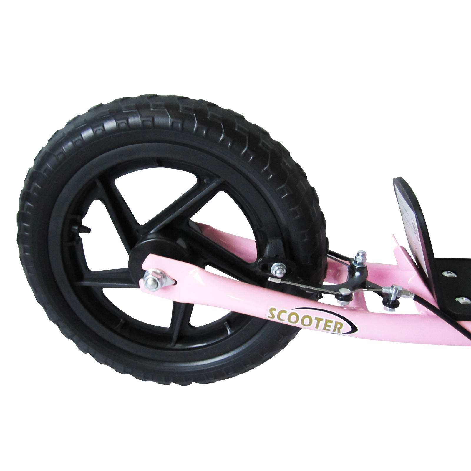 Tretroller, Scooter für Kinder, mit Handbremse, Ständer, 12 Zoll Räder, ab 5 Jahren, Stahl, Rosa 120 x 52 x 88 cm