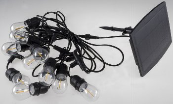 Biergarten-Lichterkette "CT-BGL 10Solar" / 2m + 4,5m, 10x Filament Led Lampe, IP44