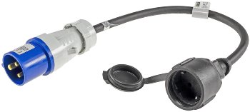 CEE auf Schutzkontakt-Kupplung 0,35m, 230V, Adapter für Wohnwagen, Camping CEE auf Schutzkontakt-Kupplung 0,35m, 230V, Adapter für Wohnwagen, Camping
